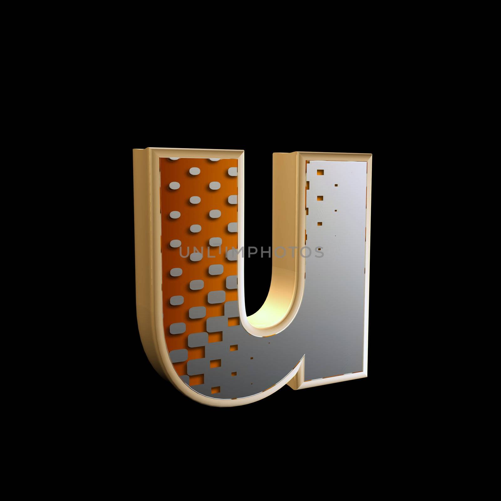 abstract 3d letter with halftone texture - u by chrisroll