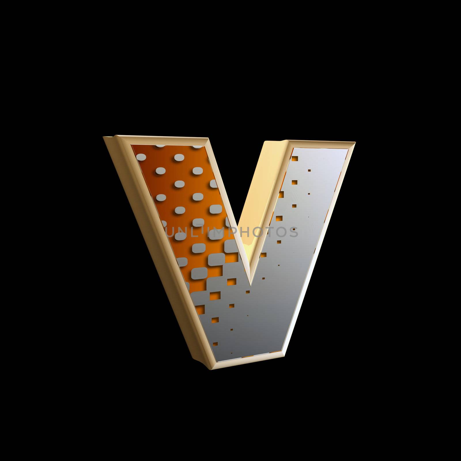abstract 3d letter with halftone texture - v by chrisroll