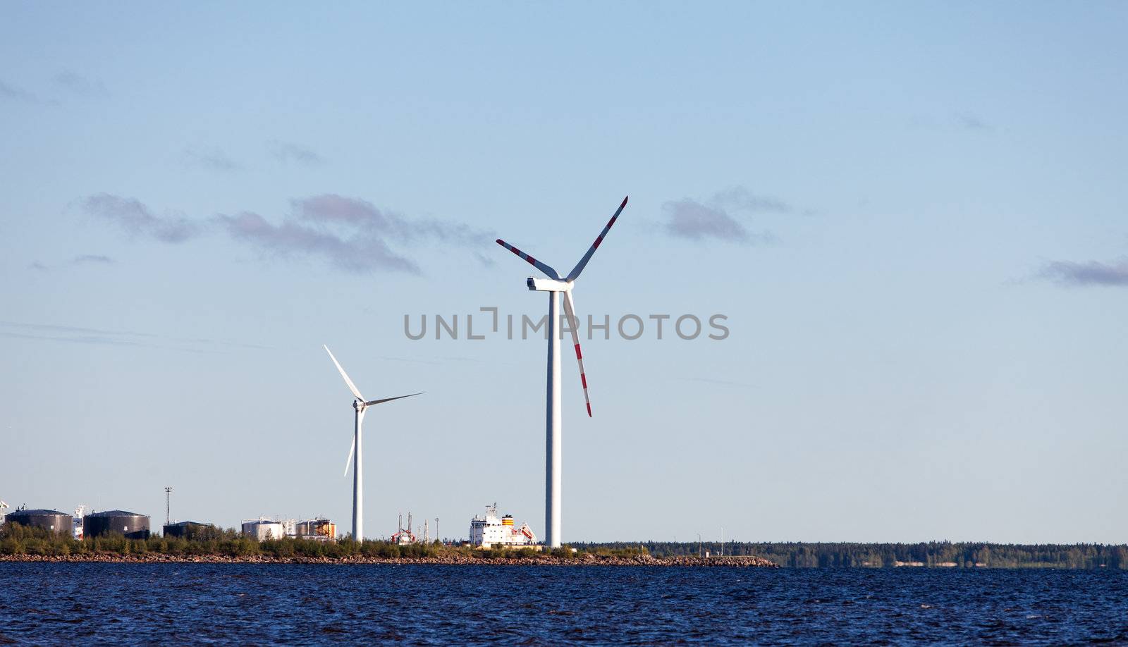 View of Wind Generator on Shore Sea