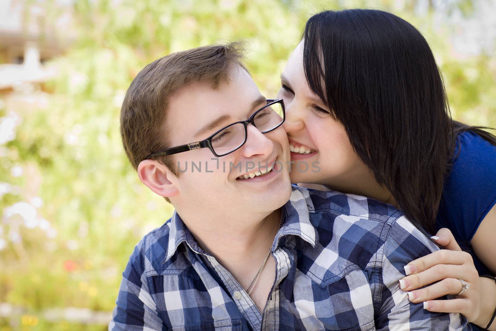 Attractive Young Couple Having Fun Outside in the Park