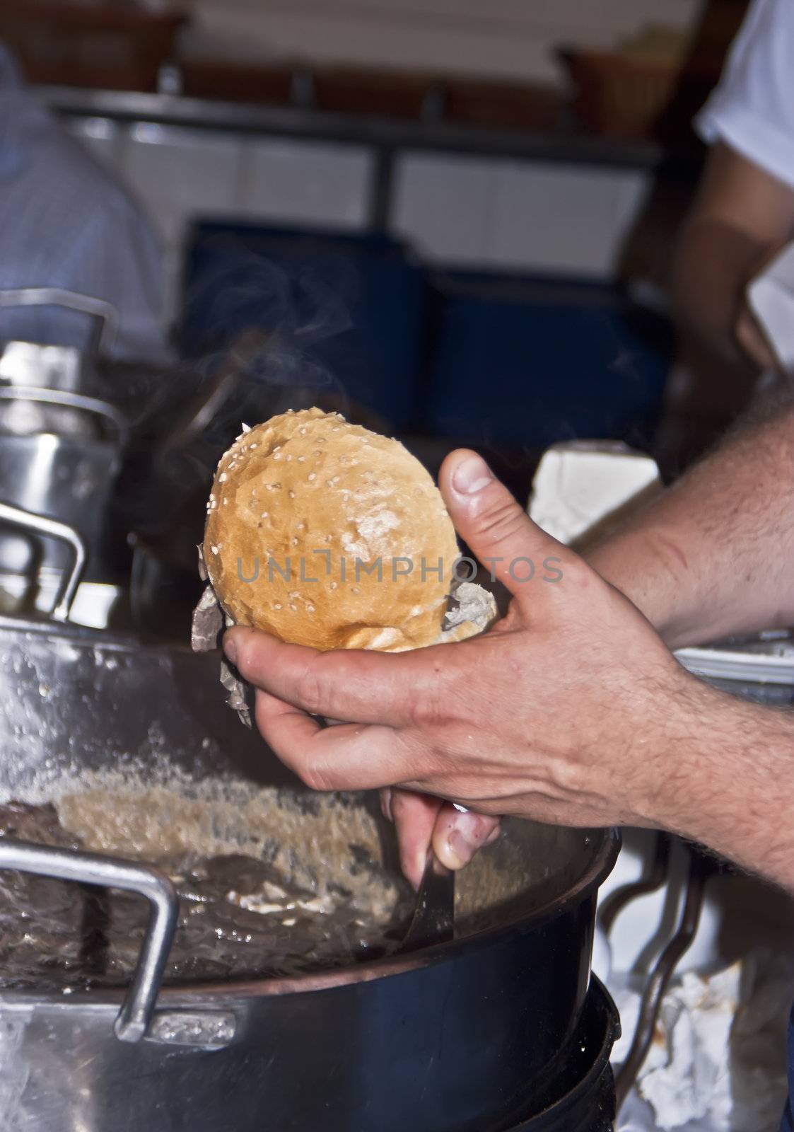 Traditional Sicilian food:milza (bread with spleen) by gandolfocannatella