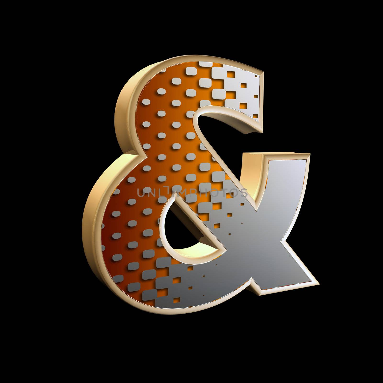 abstract 3d letter with halftone texture