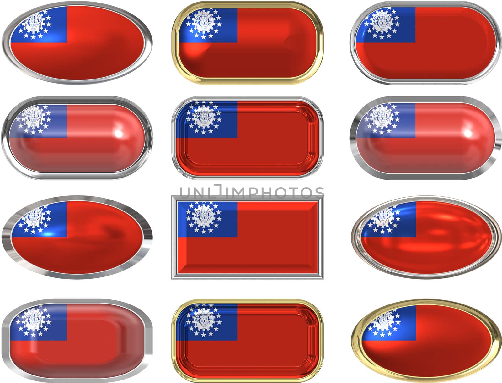 twelve buttons of the Flag of Myanmar by clearviewstock