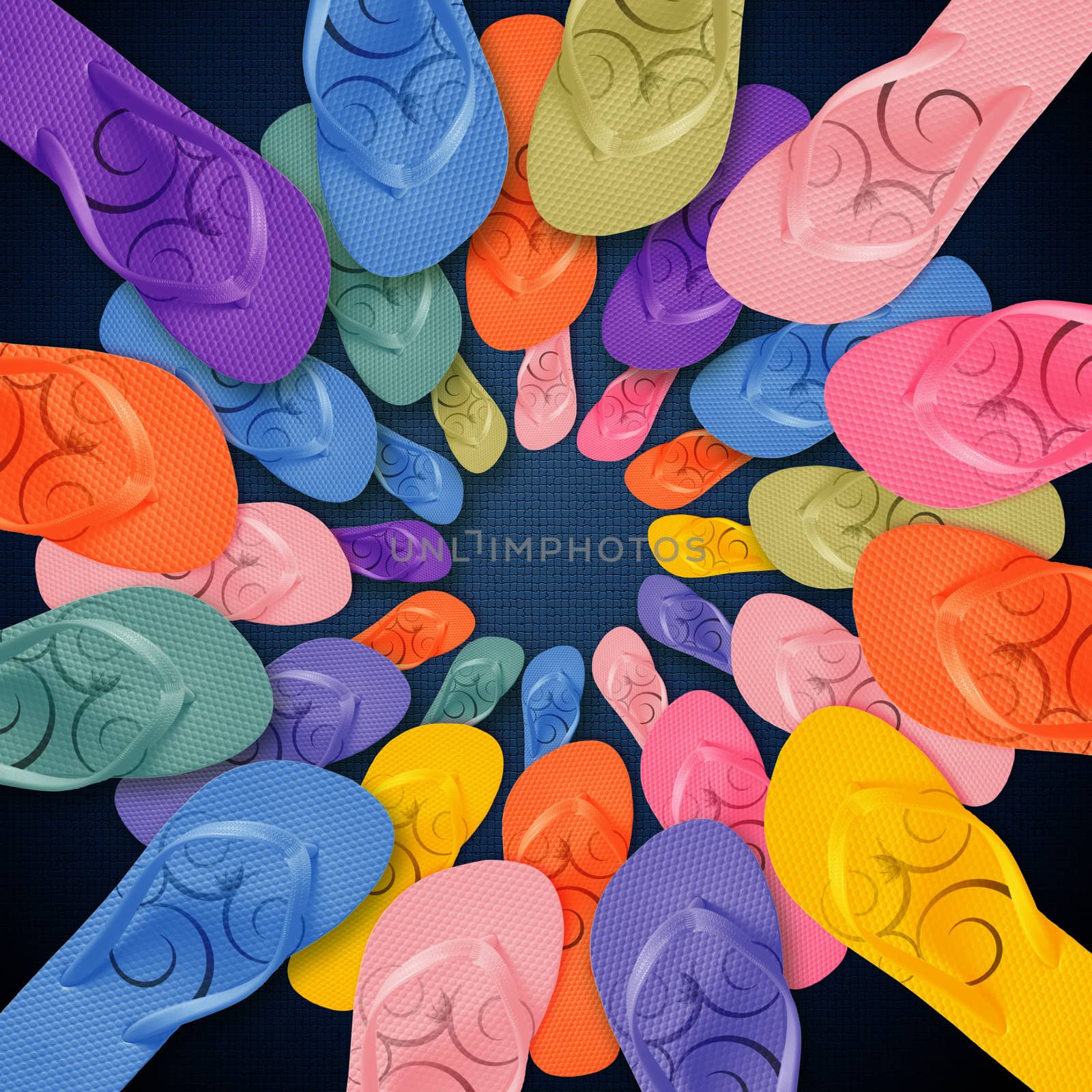 Colorful Flip Flops on circle shape by designsstock