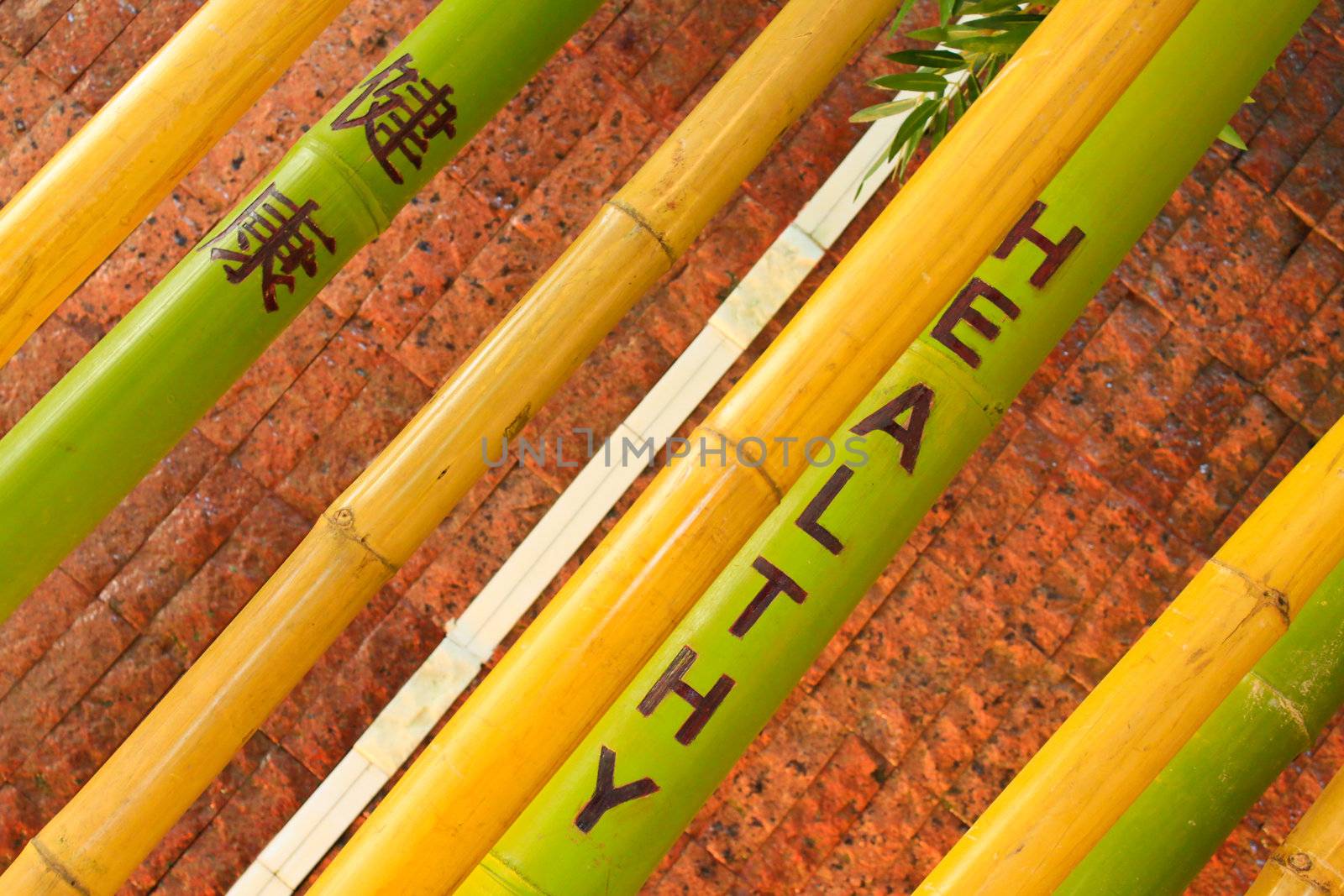 Bamboo with healthy word