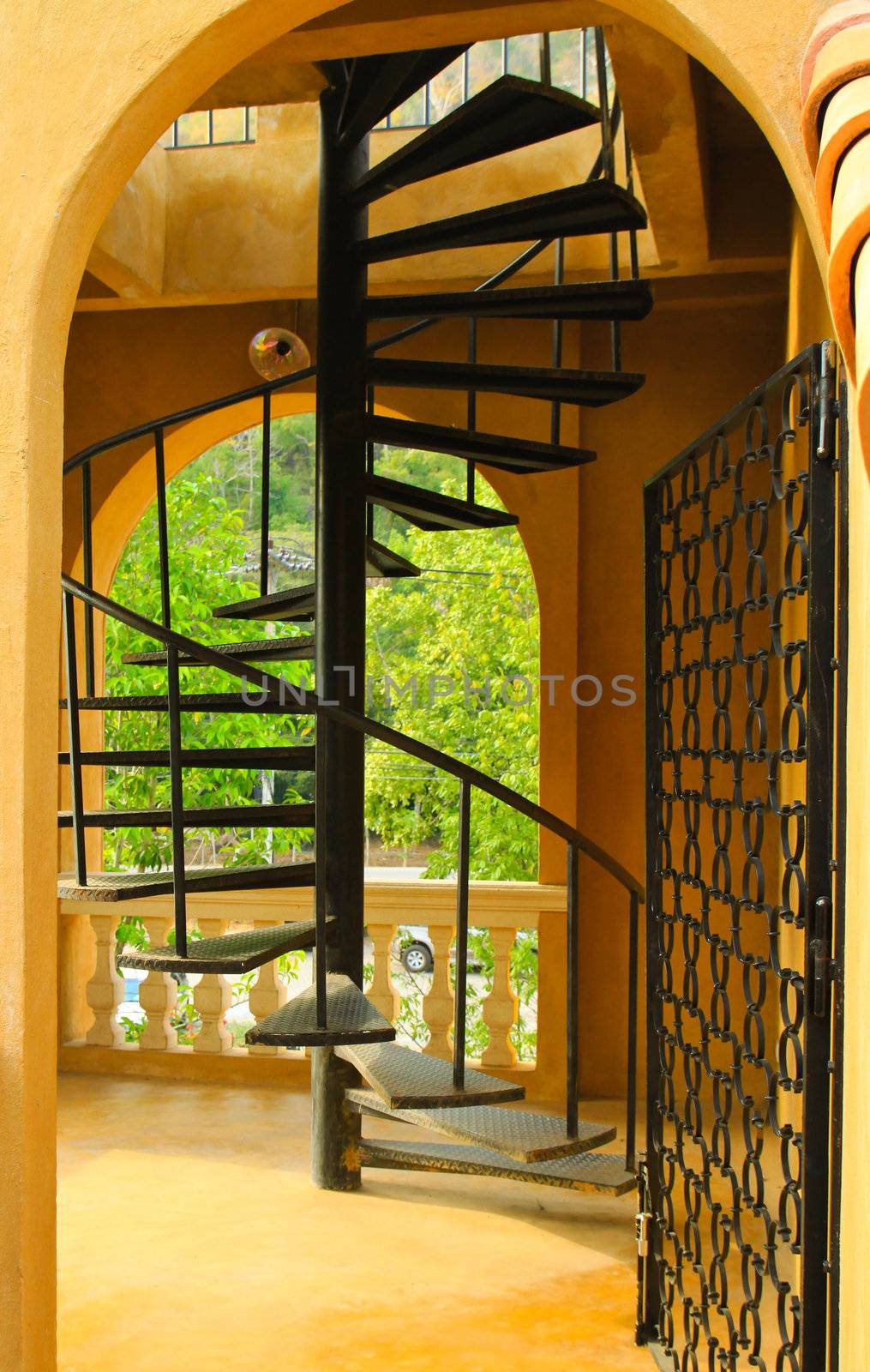 Vintage style of spiral stairs in the building