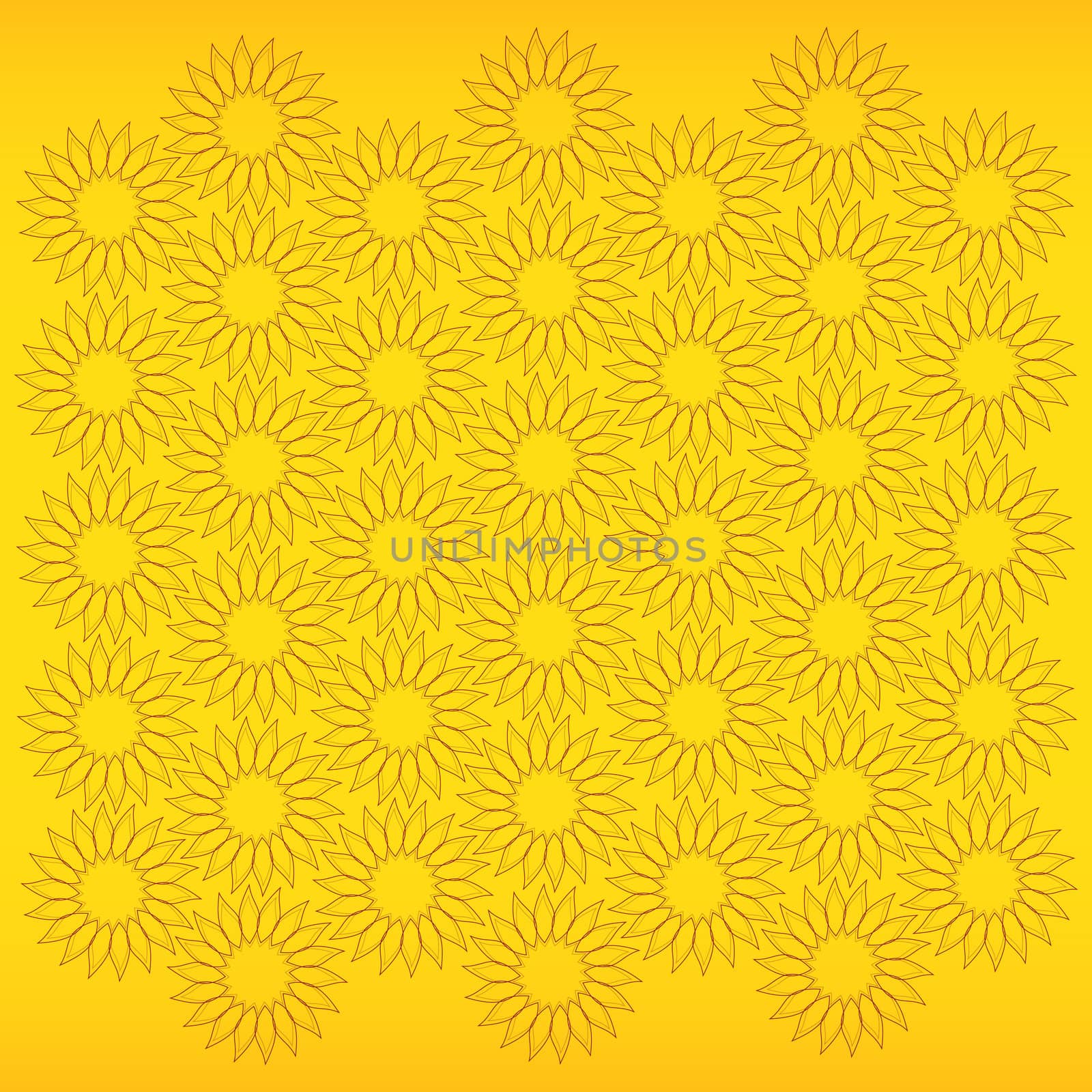 fine abstract background with sunflowers on yellow