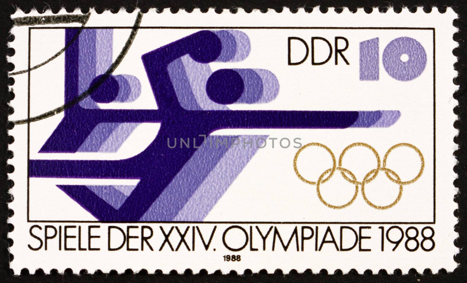 GDR - CIRCA 1988: a stamp printed in GDR shows Handball, 24th Summer Olympics, Seoul, South Korea, circa 1988