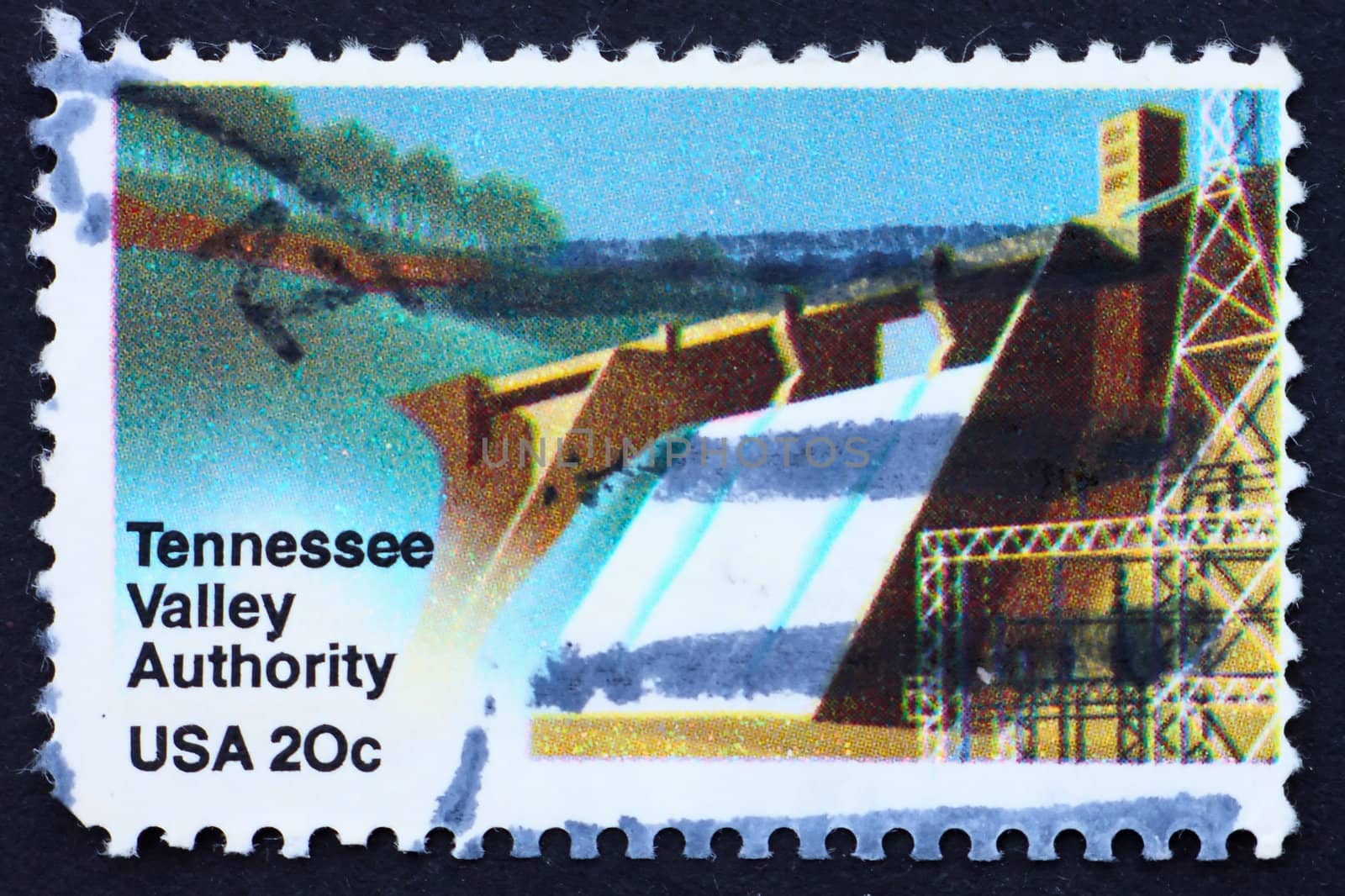 UNITED STATES OF AMERICA - CIRCA 1983: a stamp printed in the USA shows Hydroelectric Power Plant, Tennessee Valley Authority, TVA, circa 1983