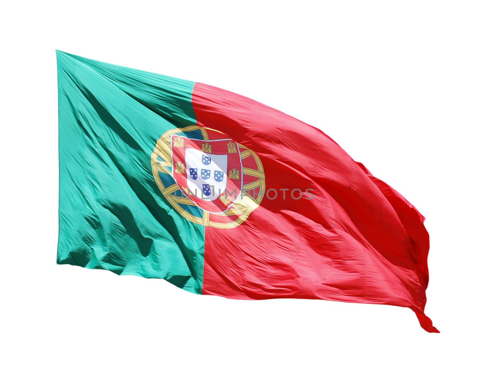 vibrant portuguese flag isolated on white background