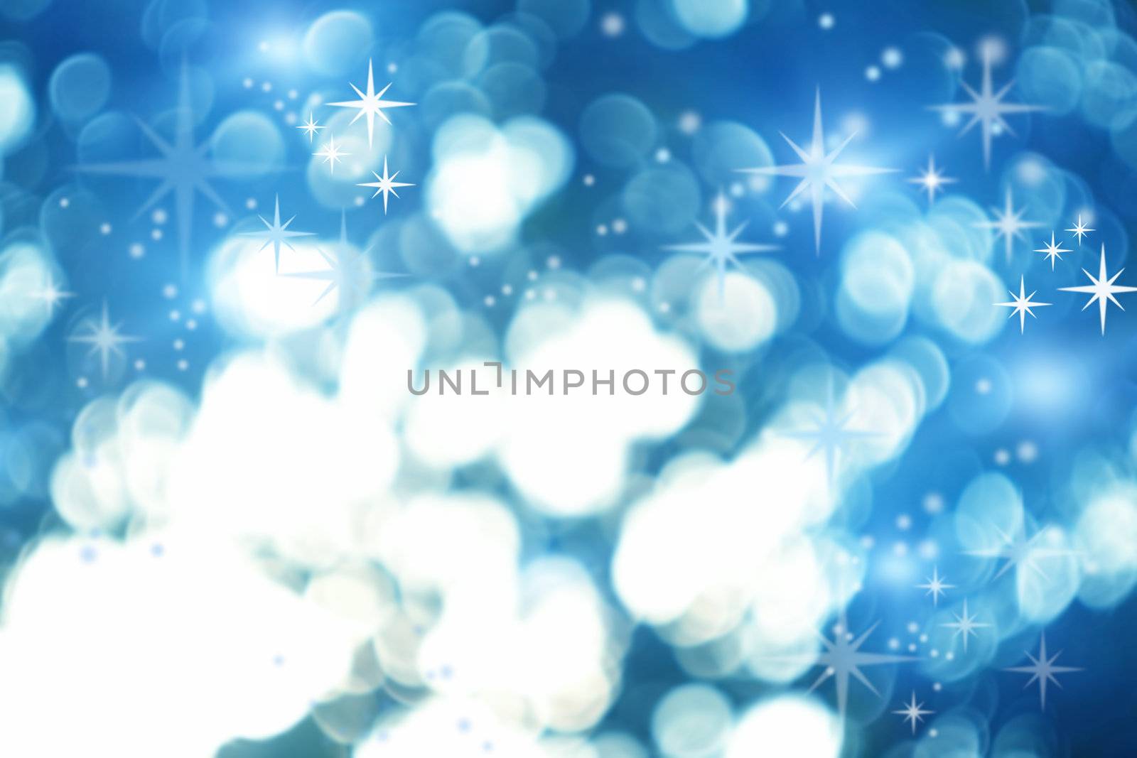 Illustration of the Christmas card with abstract bokeh background and stary ice and snow