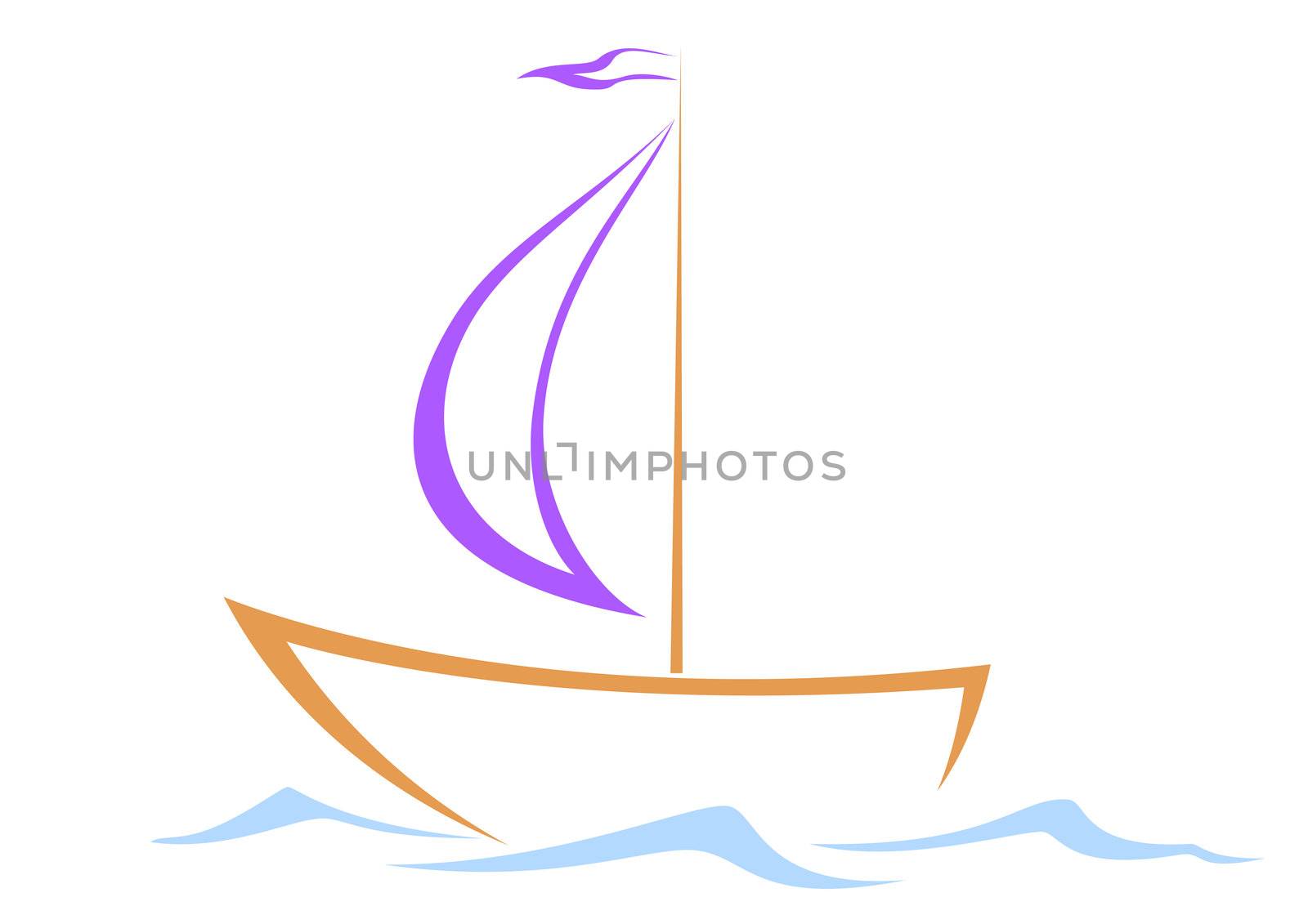 Sailing vessel on waves by alexcoolok