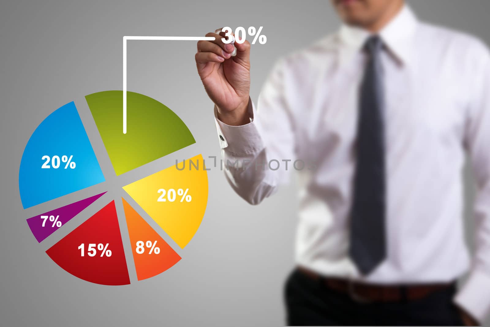 Male hand drawing a chart.