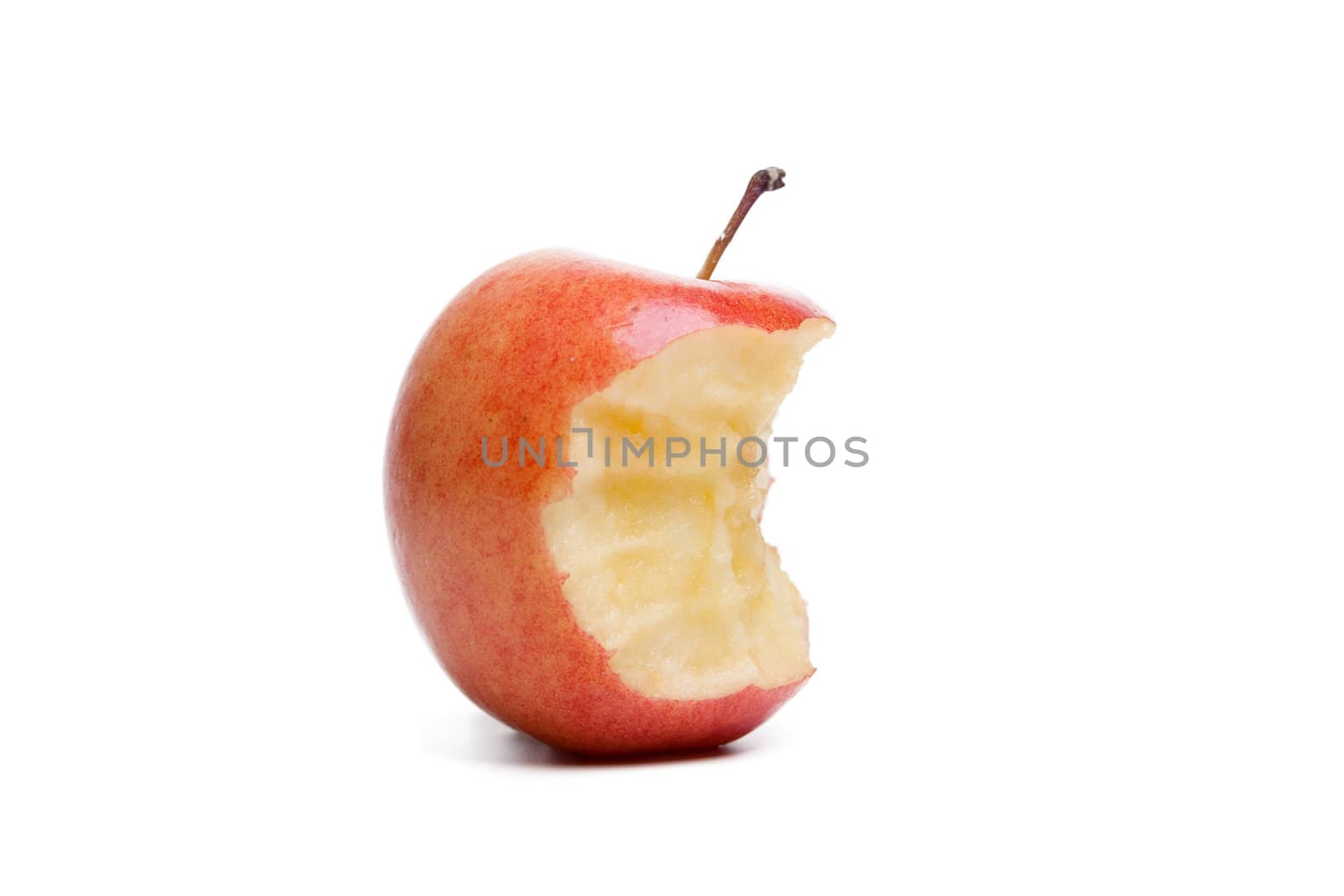 red apple core isolated on a white background