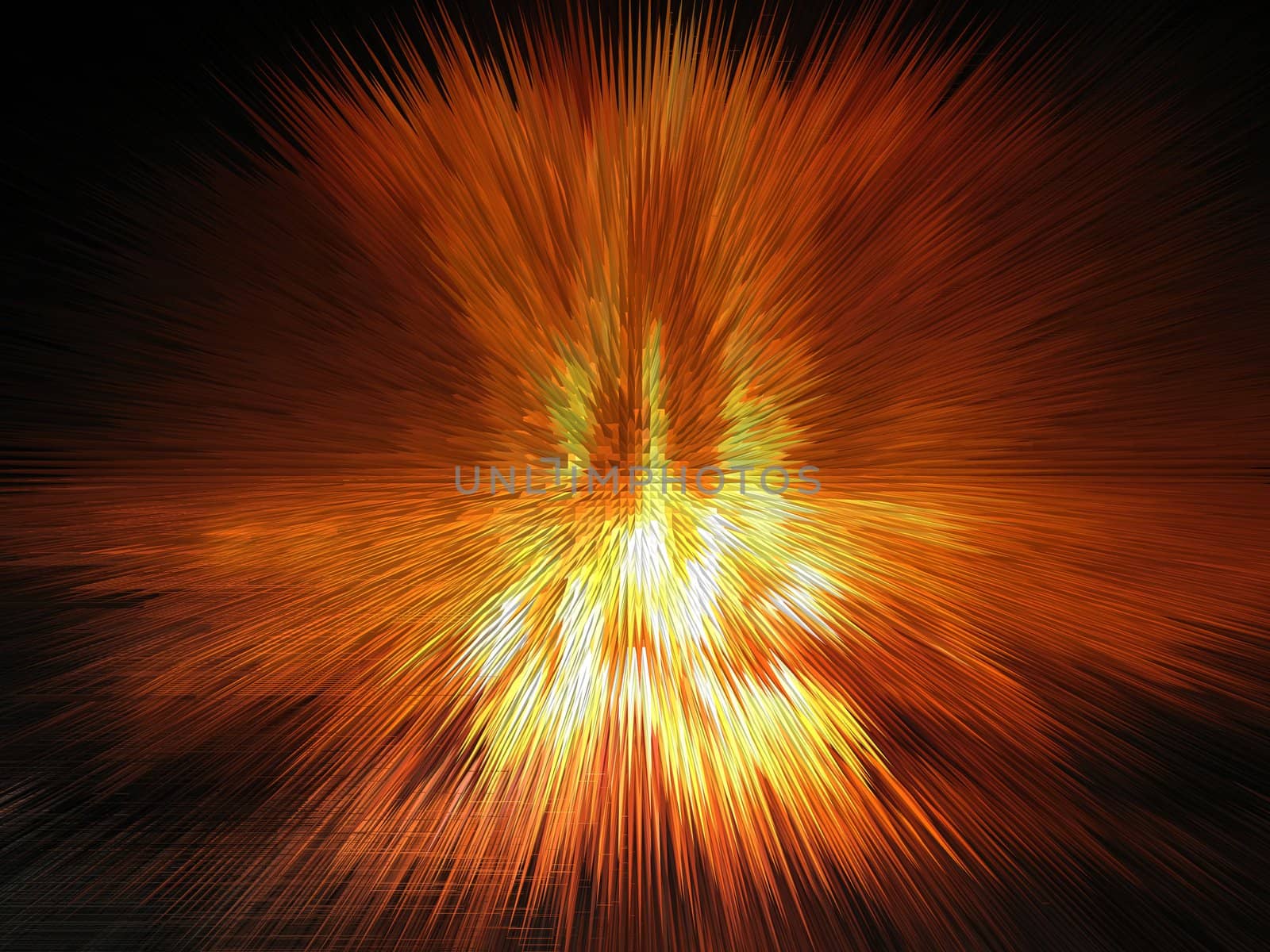 Bright and powerful fire explosion in the space