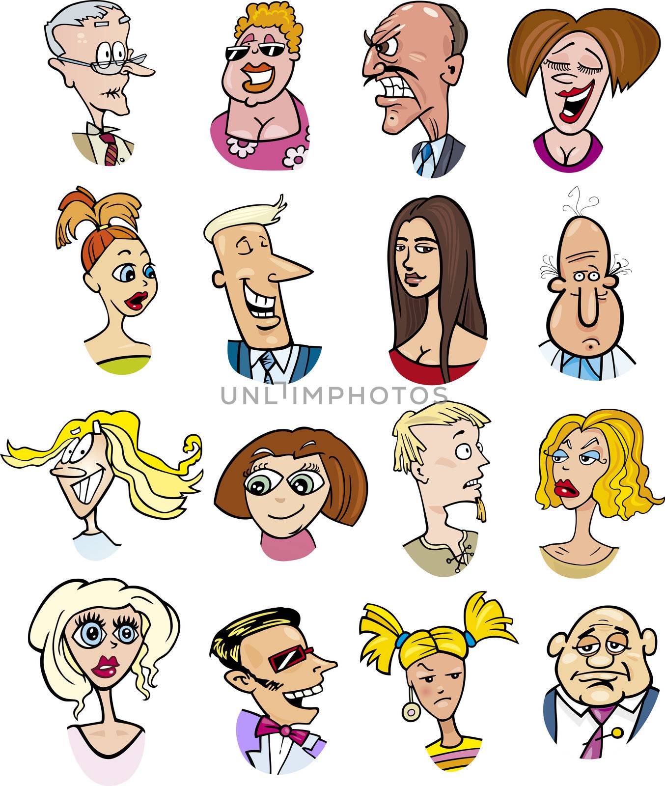 cartoon people characters and emotions by izakowski