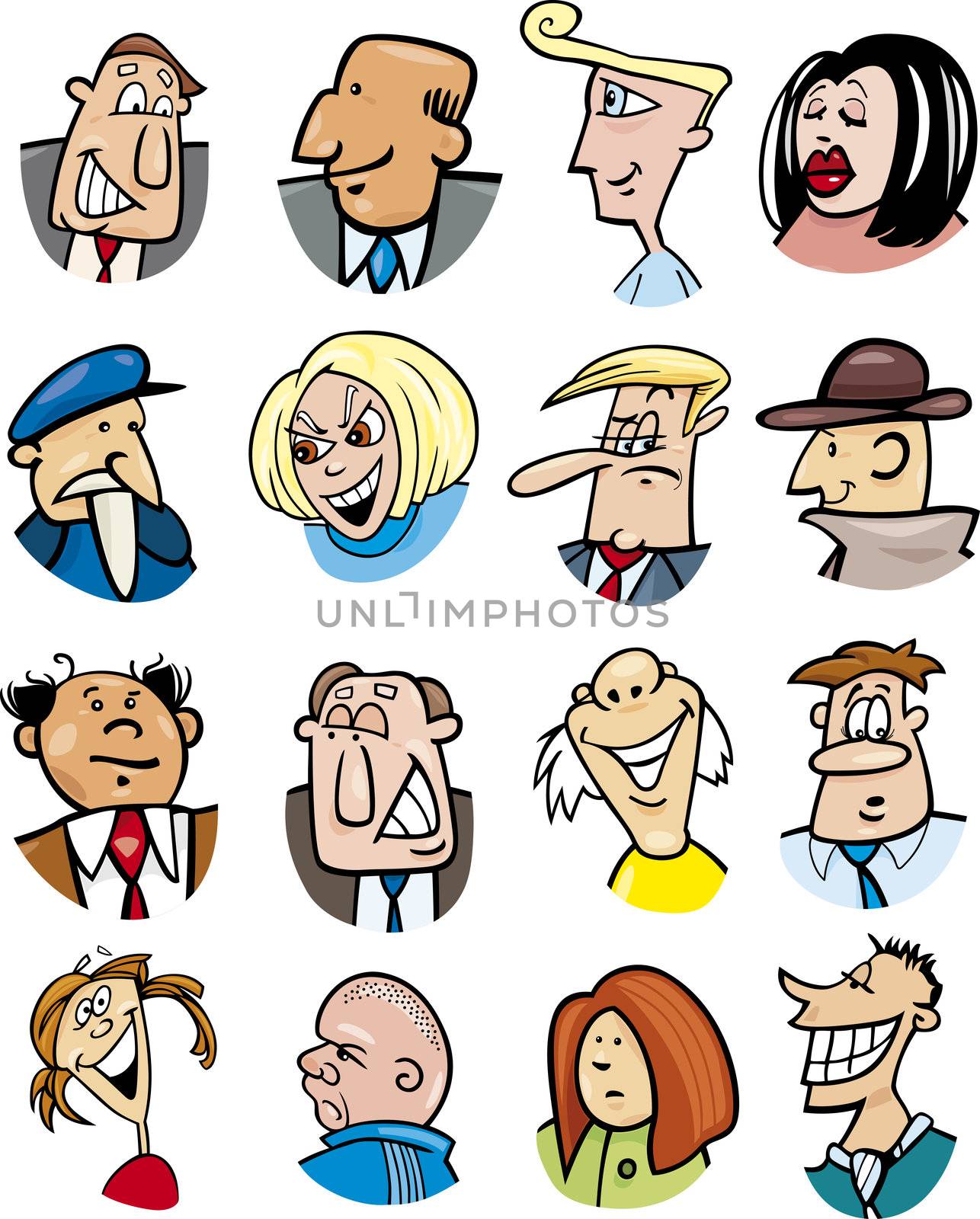 cartoon people characters and emotions by izakowski