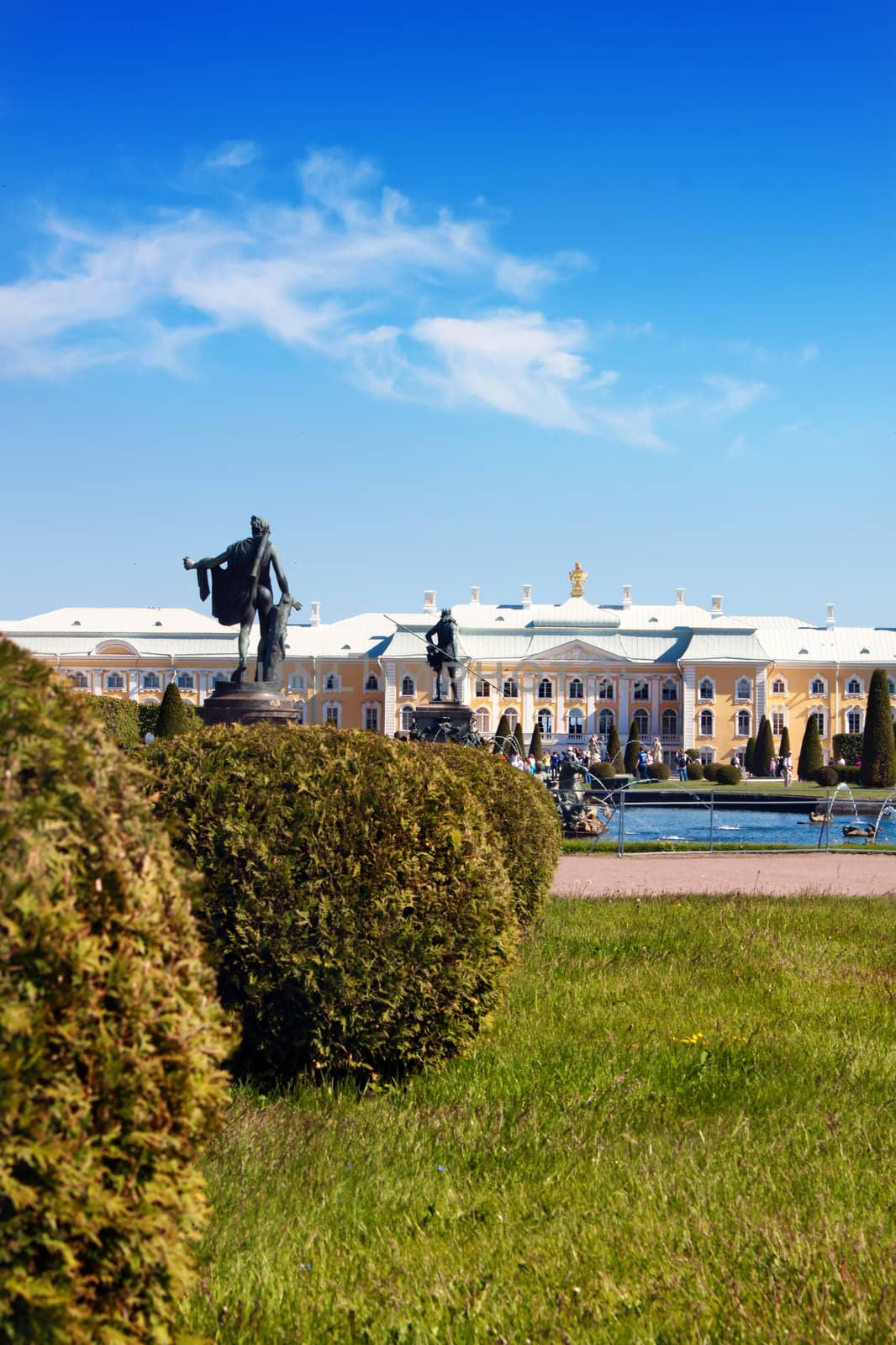 The Palaces, Fountains, and Gardens of Peterhof Grand Palace in Saint-Petersburg, Russia