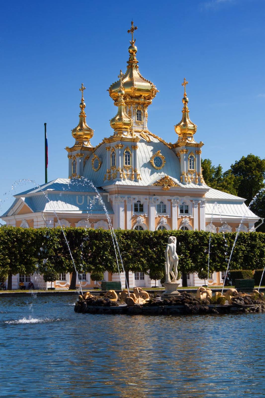 Grand palace in old park Peterhof (Petergof), Russia