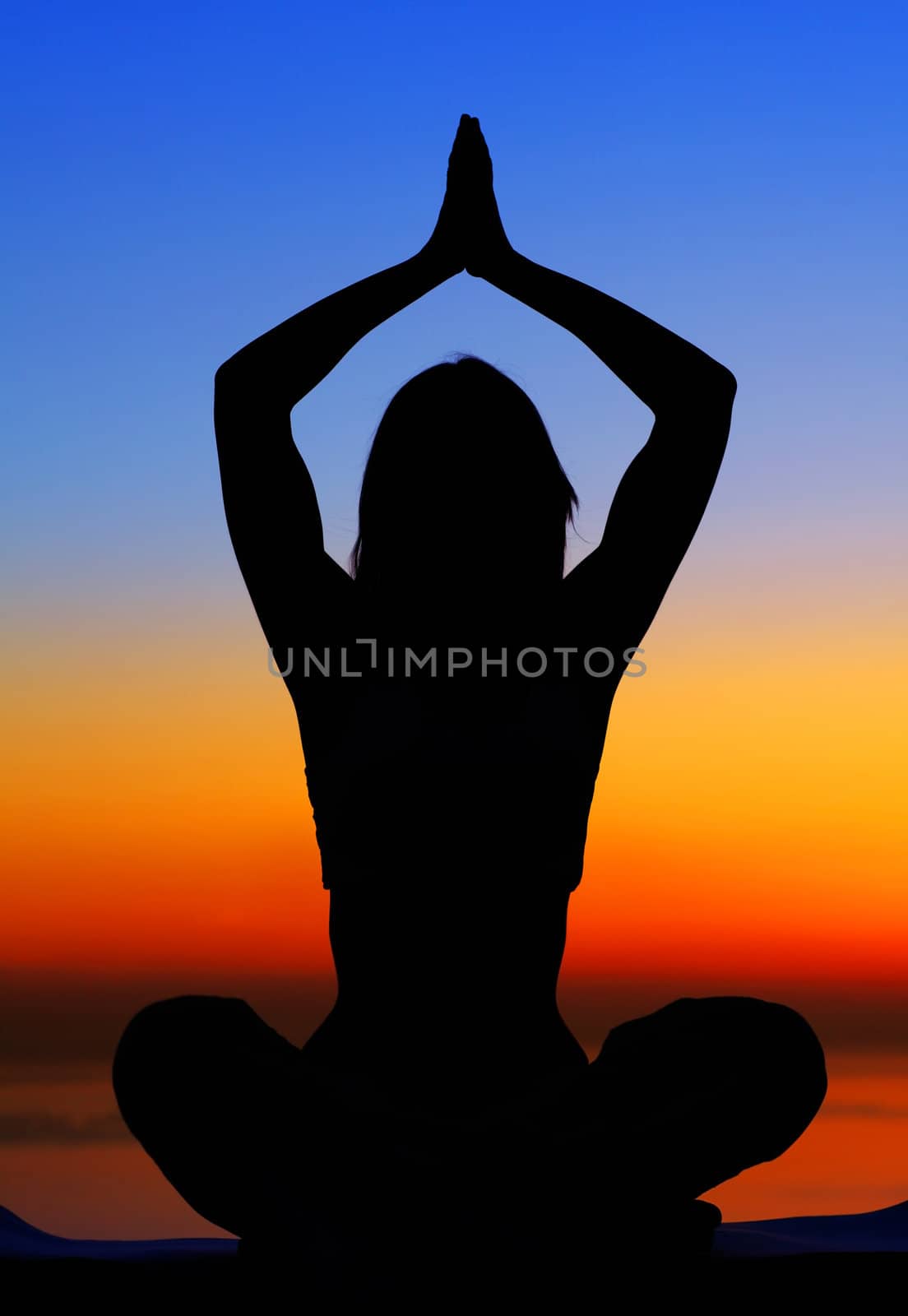 Yoga woman over sunset by Anna_Omelchenko