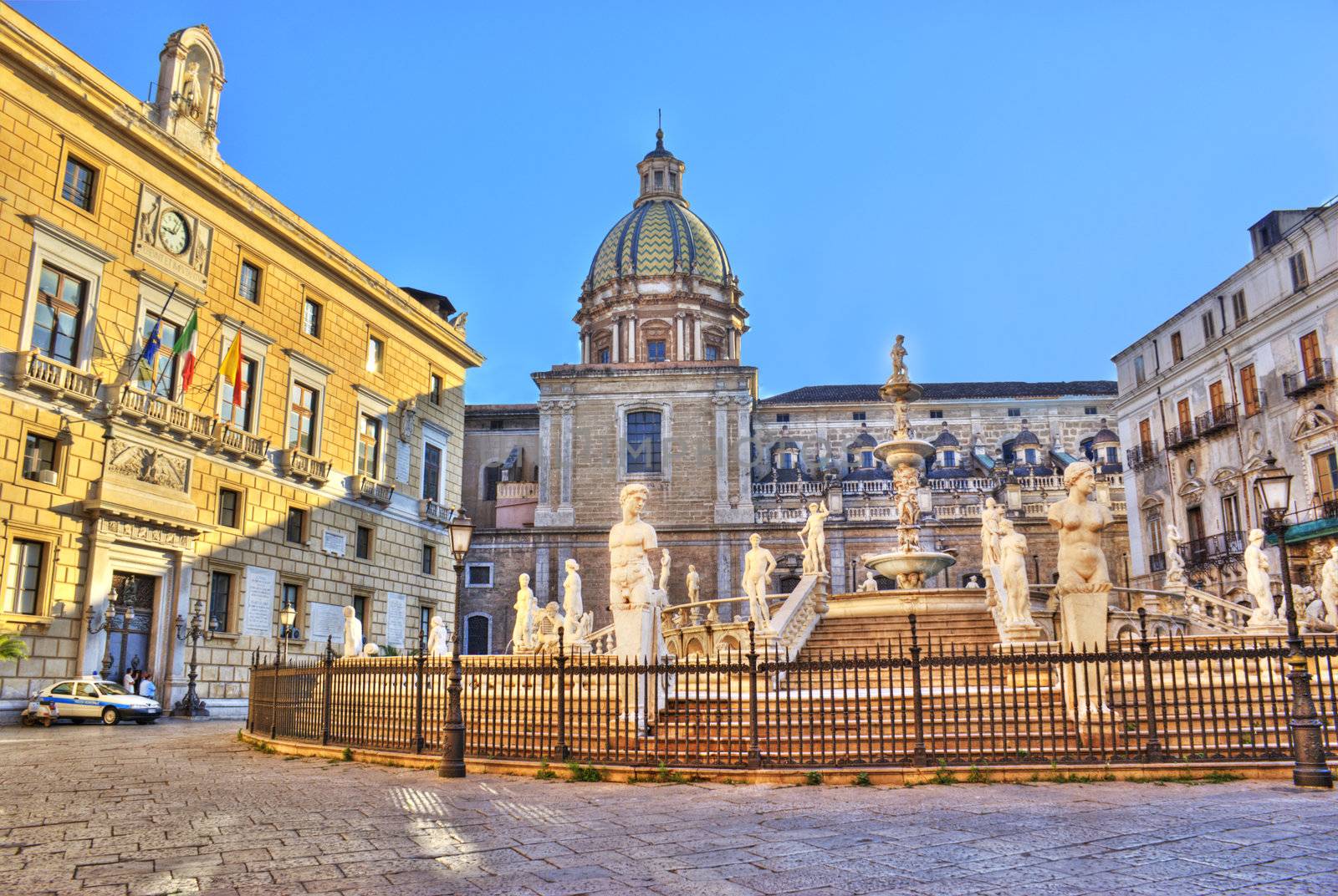 Main Pretoria place in Palermo (square shame) in high dynamin range, Sicily