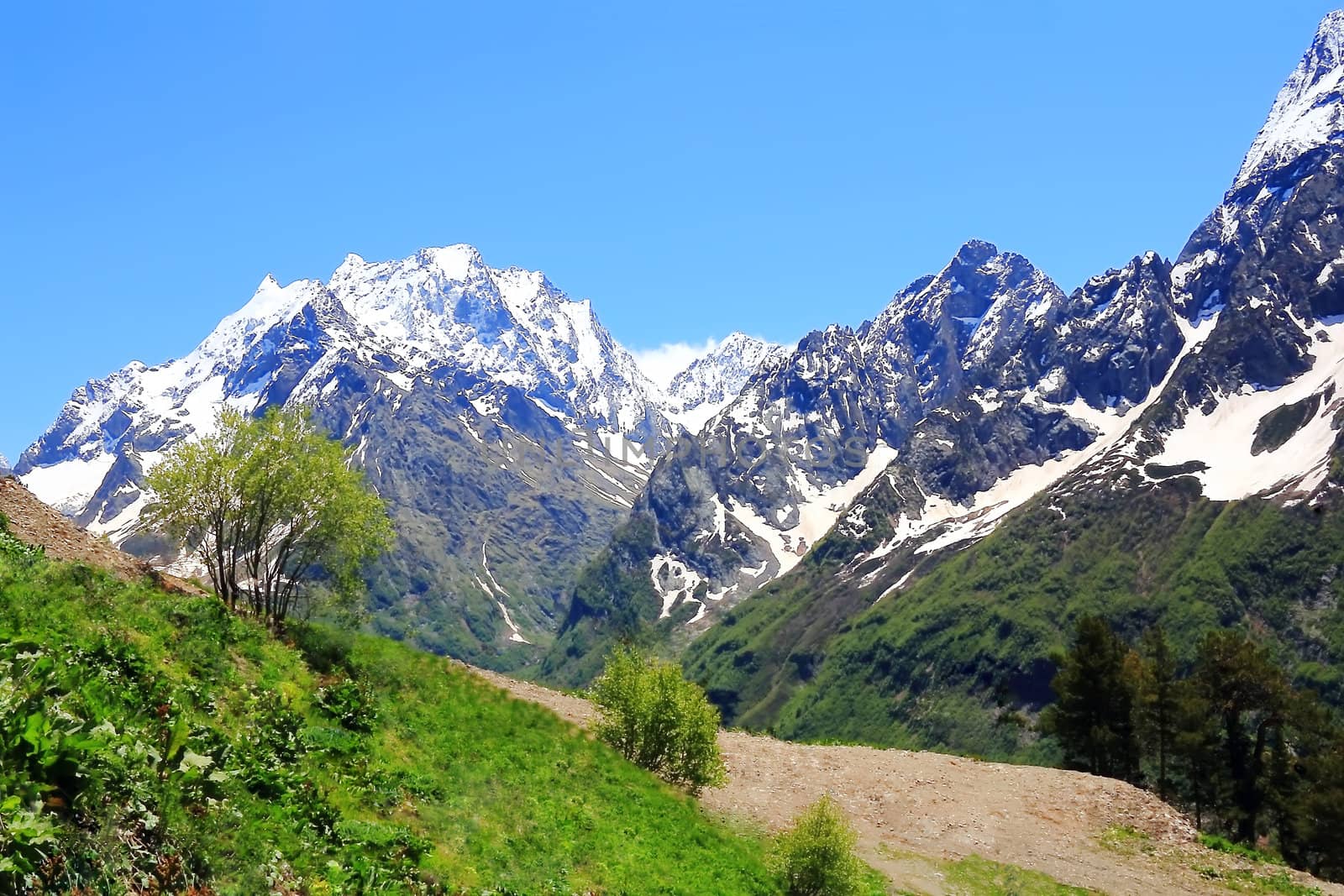 Image of beautiful landscape with Caucasus mountains