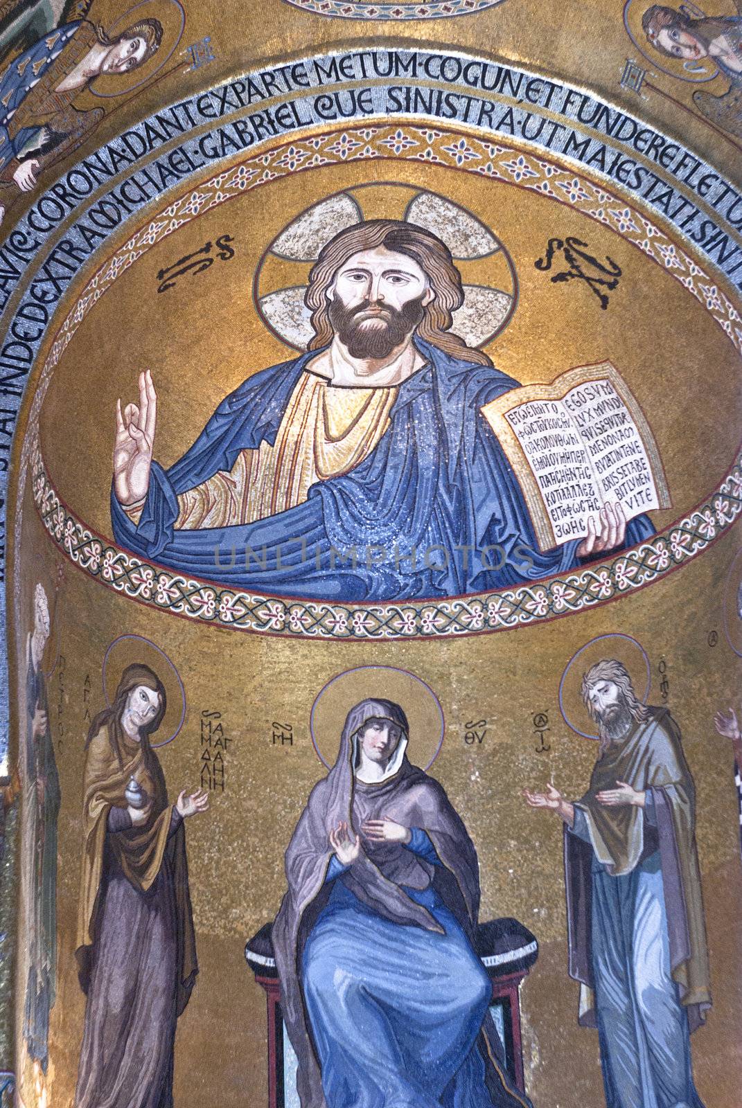 PALERMO - March 25:Interior of Chapel Palatine (Cappella Palatina) with Cristo Pantocratore  in Royal Palace during the spring festival:March 25,2012 in Palermo,Sicily, Italy