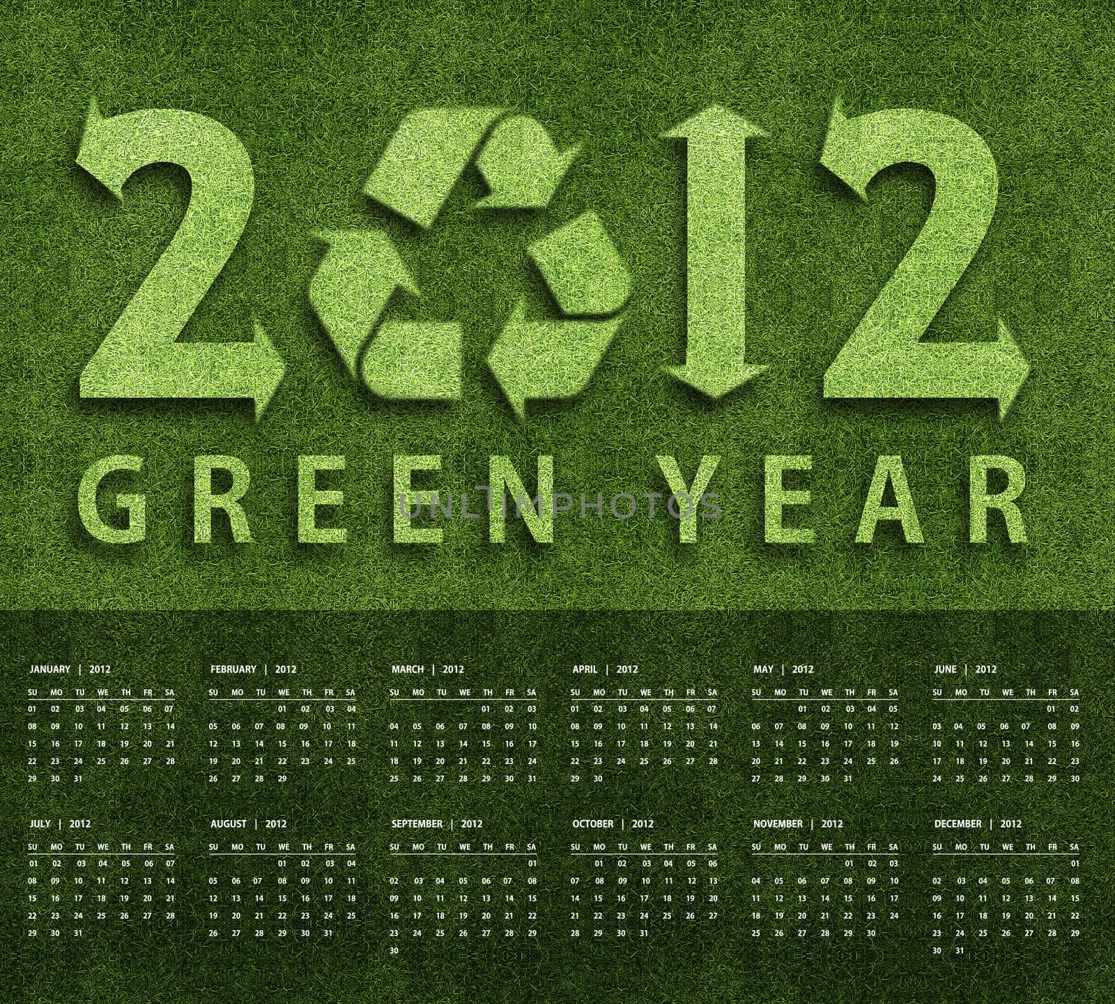 New year 2012 Calendar with ecology conceptual image for 2012 year.