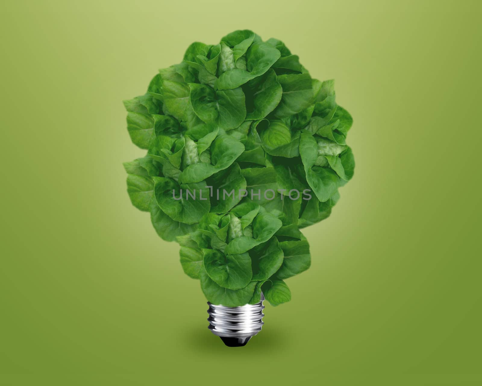 ecology concept, Green light bulb as a tree.