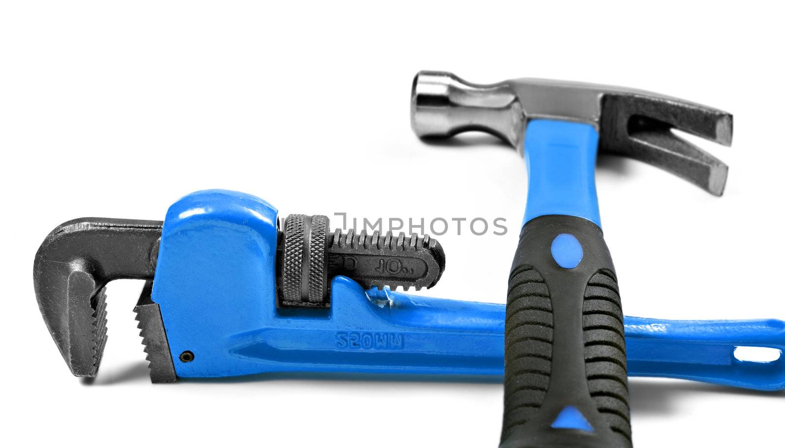New hammer and wrench on a pure white background with space for text by tish1