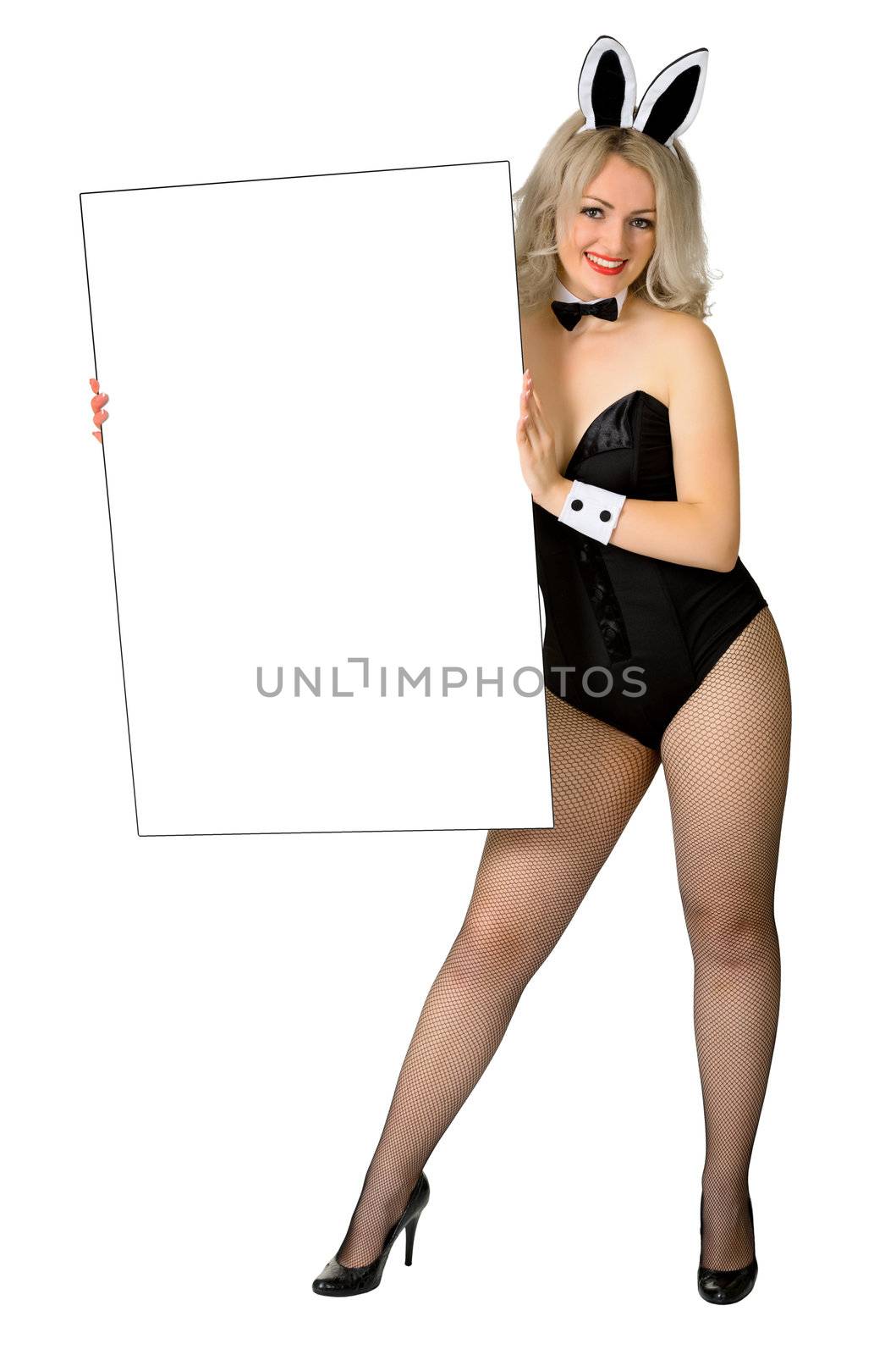 Sexy blonde girl dressed a rabbit with poster by pzaxe