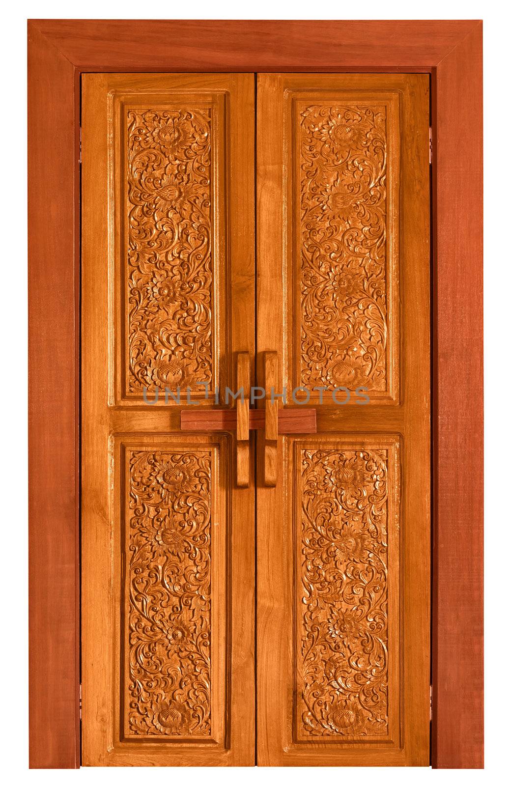 Old wooden door with carvings by pzaxe