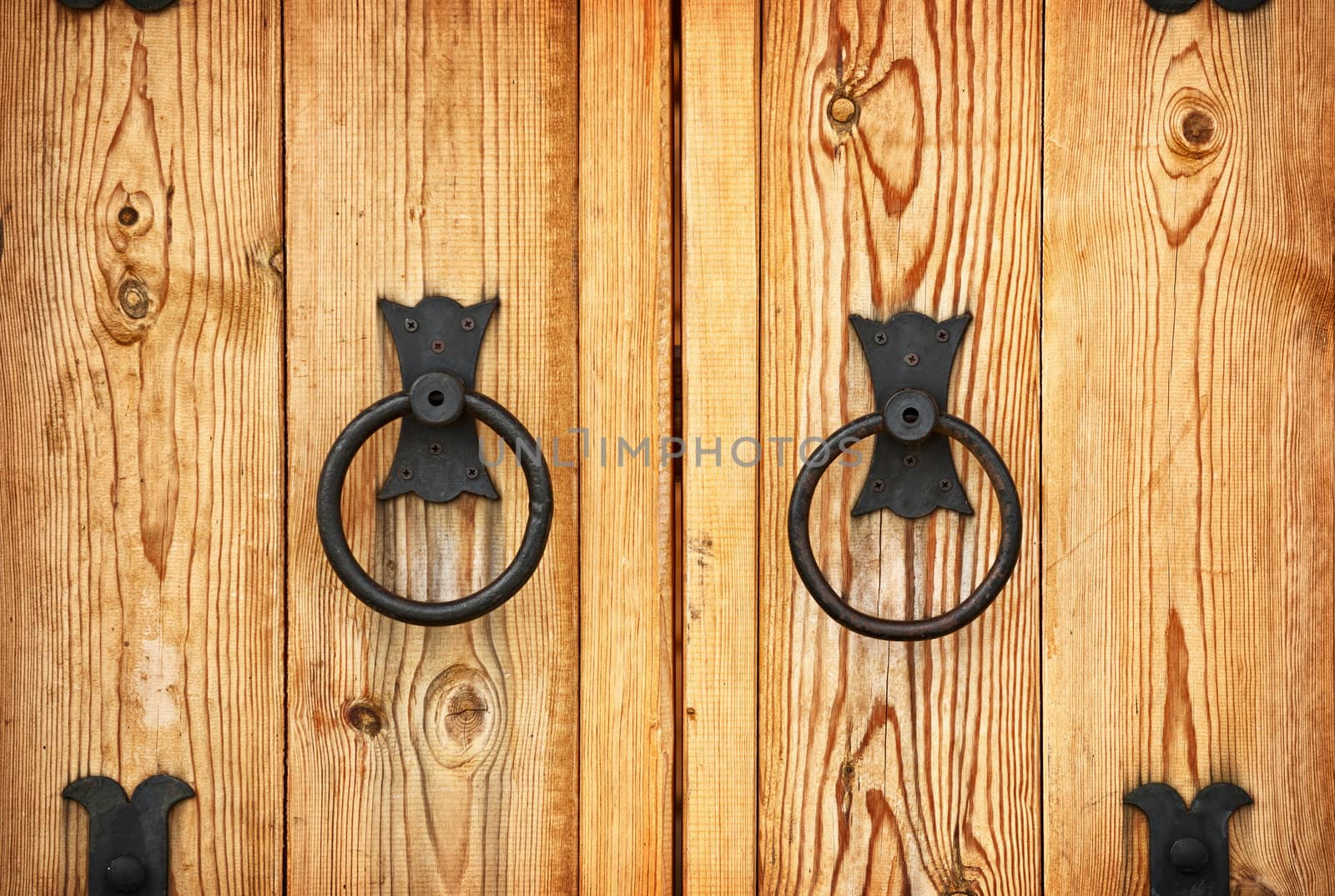 Handles on the old-fashioned wooden door by pzaxe