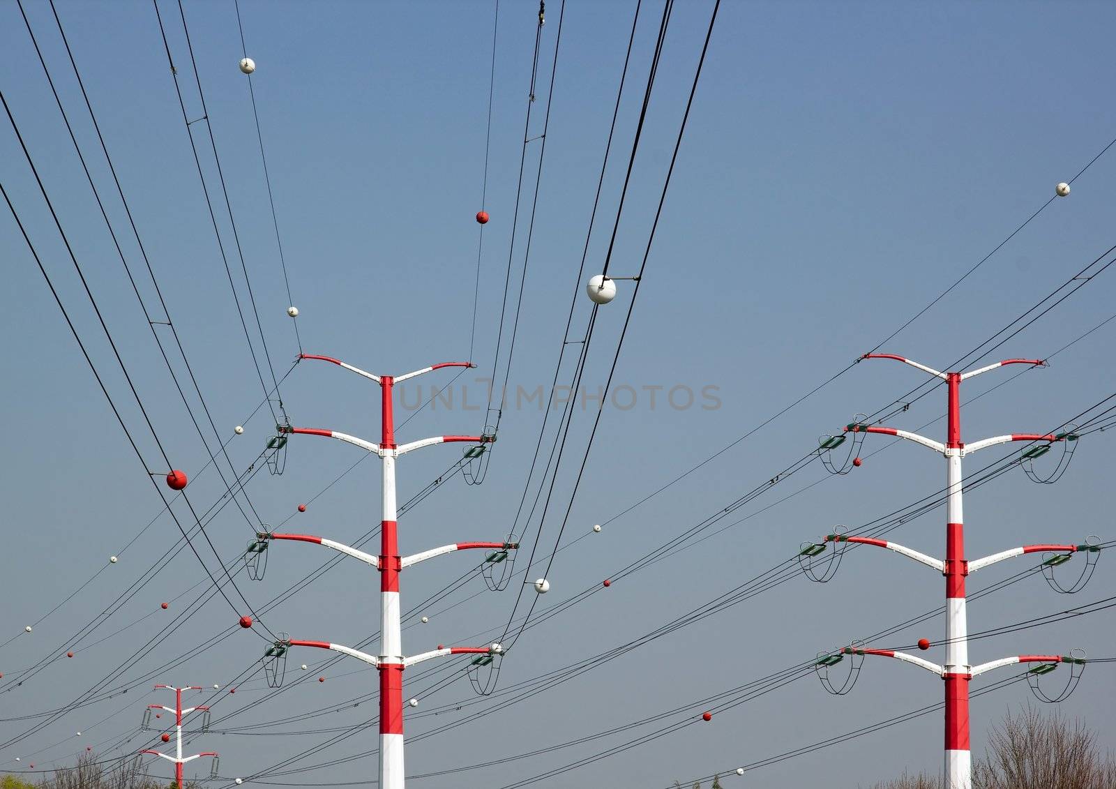 pylons and high voltage lines (France Europe)