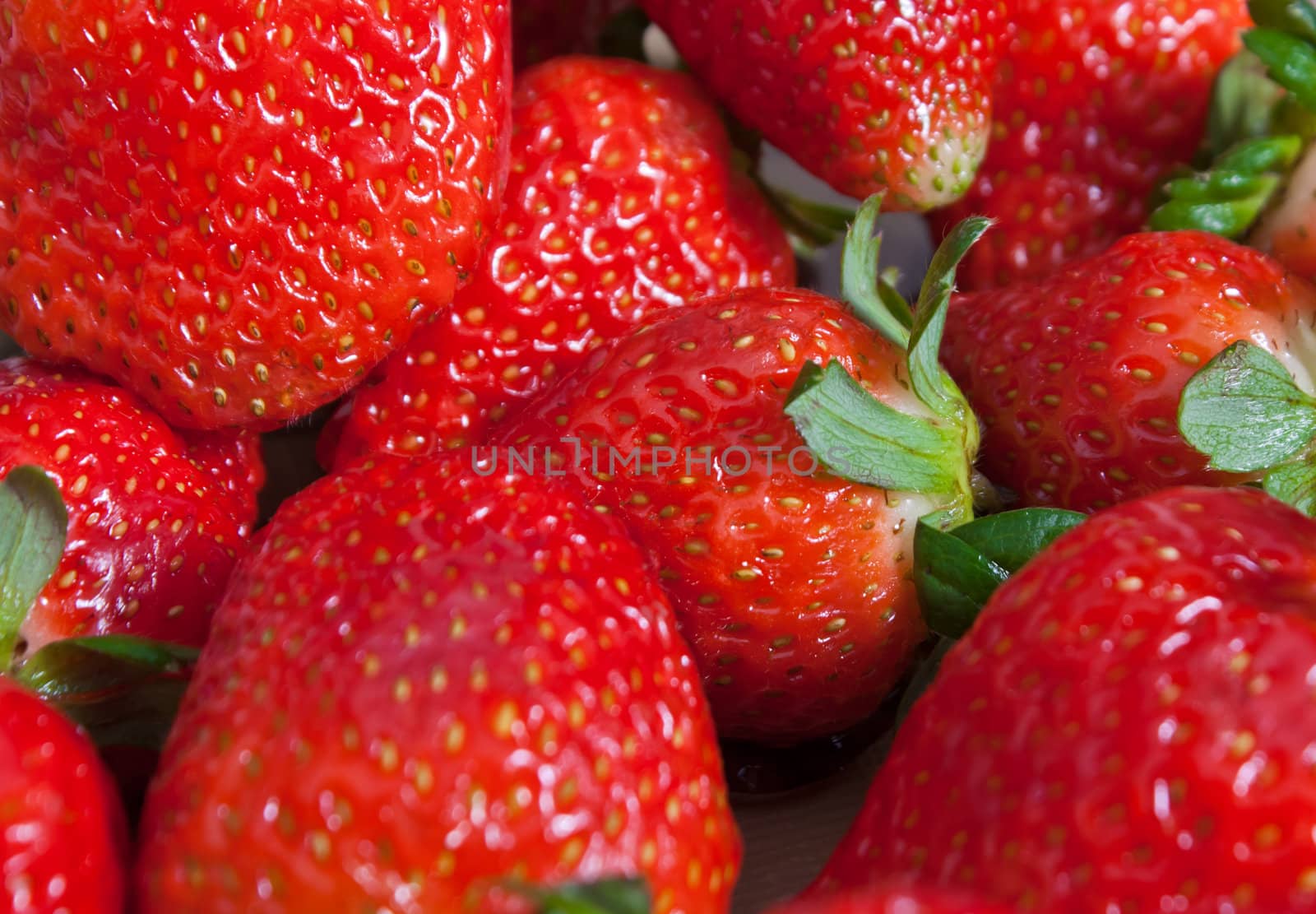 Close up shoot of strawberry. Shallow focus.