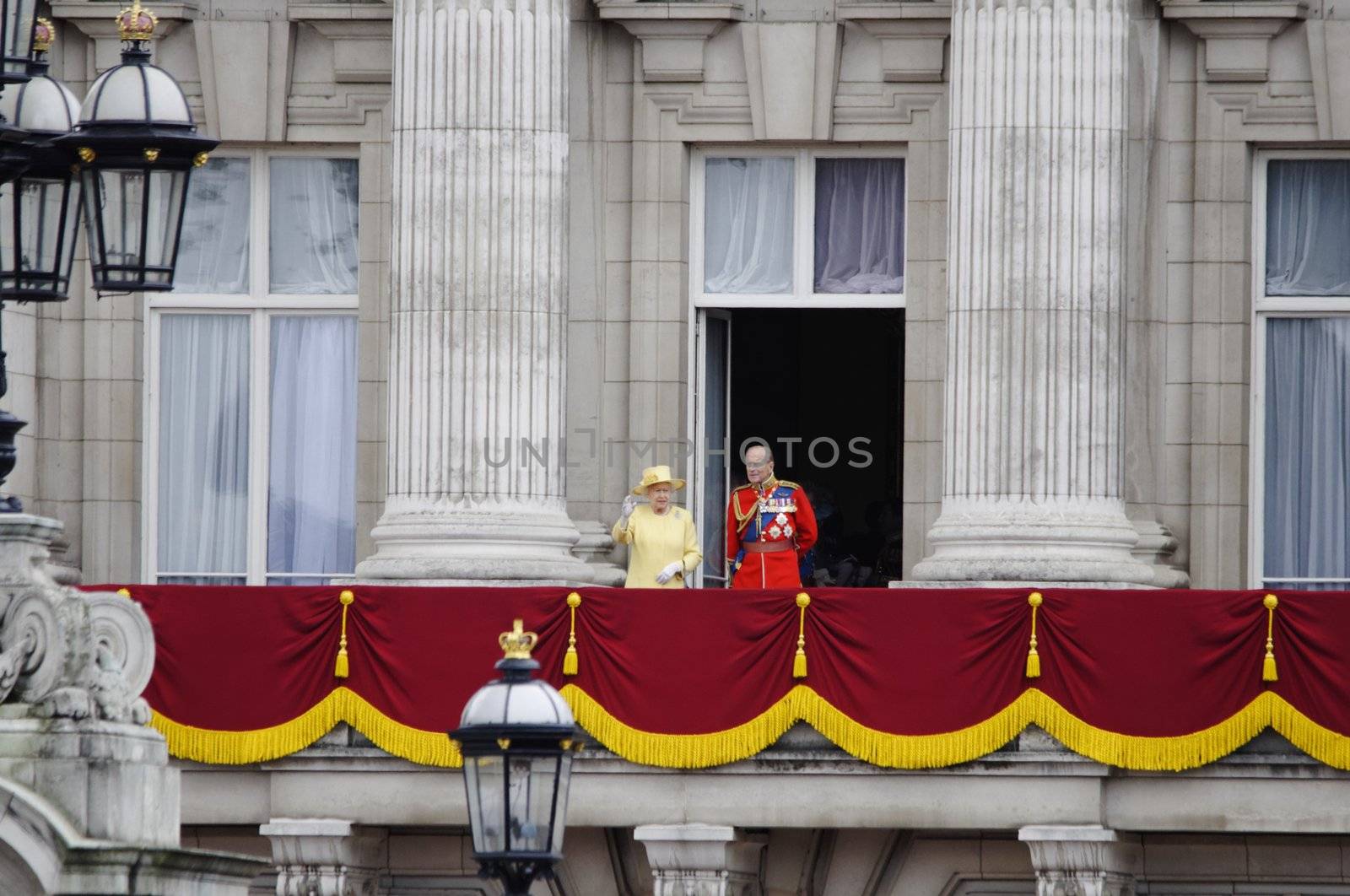 LONDON, UK - June 16: The Royal Family appears on Buckingham Palace balcony during Trooping the Colour ceremony, on June 16, 2012 in London. Trooping the Colour takes place every year in June to officialy celebrate the sovereign birthday.