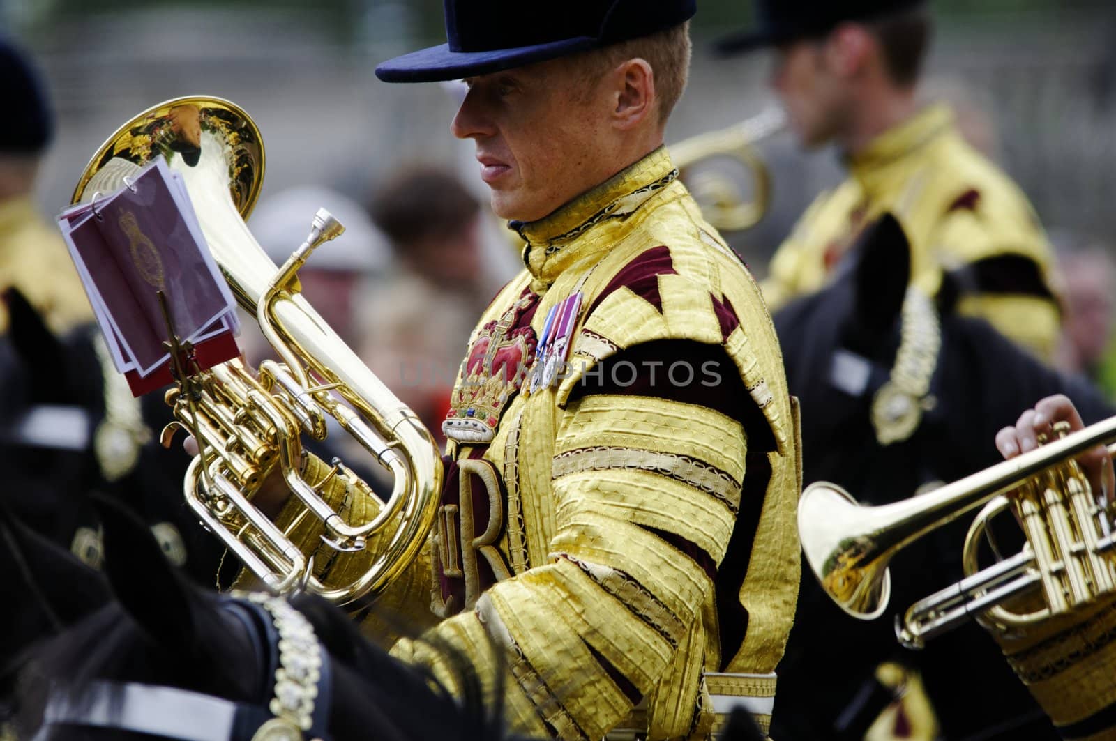 LONDON, UK - June 16: Trooping the Colour ceremony on the Mall and at Buckingham Palace, on June 16, 2012 in London. Trooping the Colour takes place every year in June to officialy celebrate the sovereign birthday.