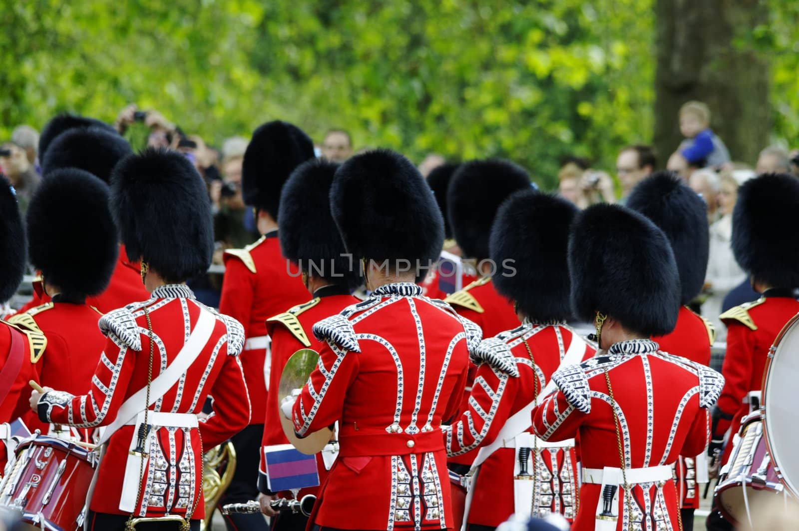 LONDON, UK - June 16: Trooping the Colour ceremony on the Mall and at Buckingham Palace, on June 16, 2012 in London. Trooping the Colour takes place every year in June to officialy celebrate the sovereign birthday.