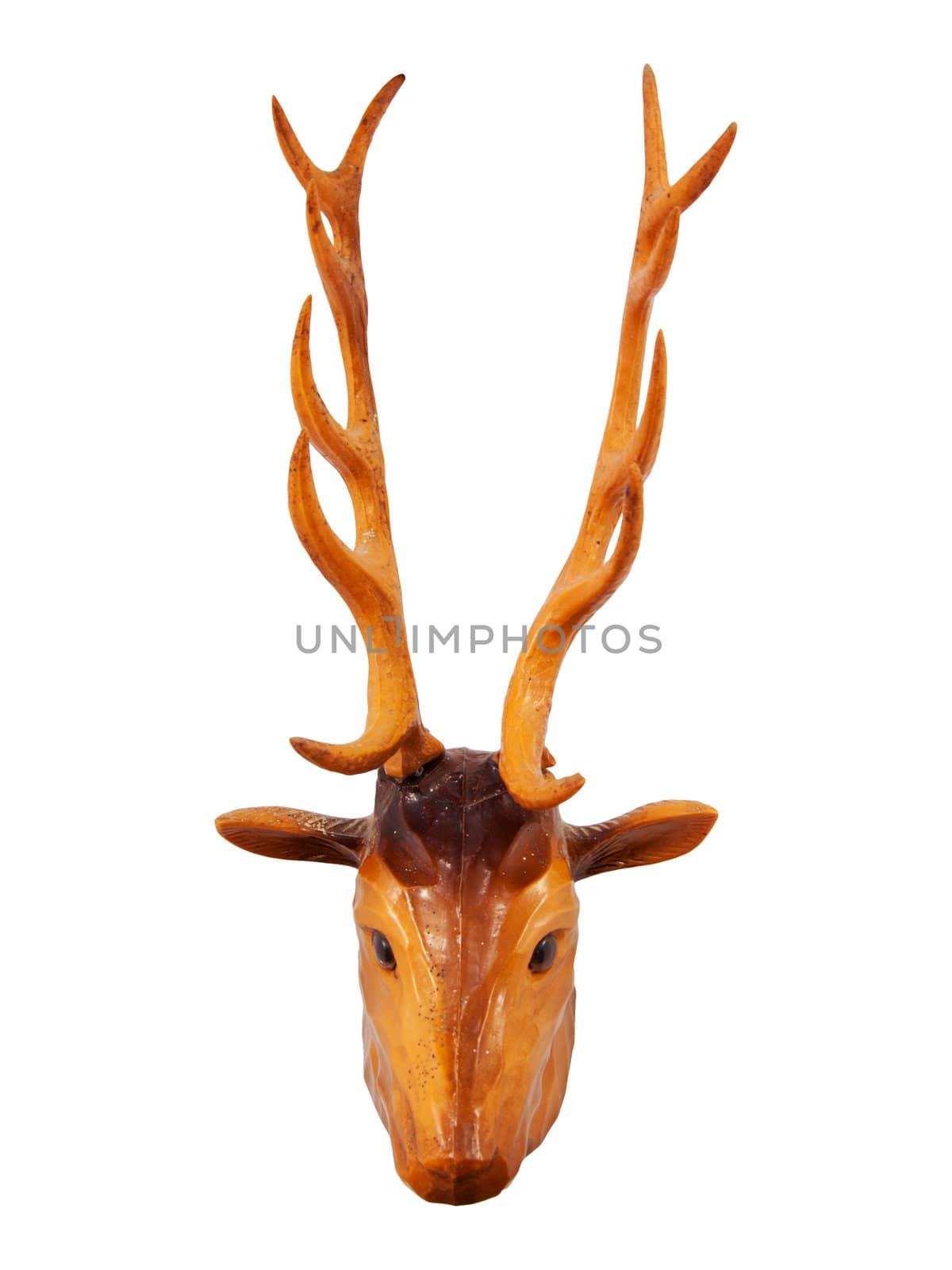 The deer wood vintage object on white background