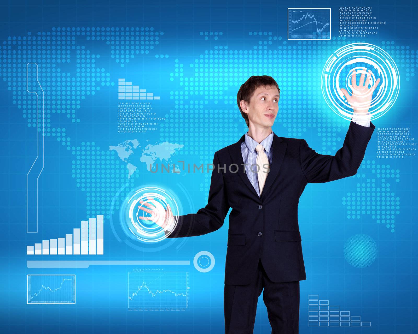 Business person and technology related background by sergey_nivens