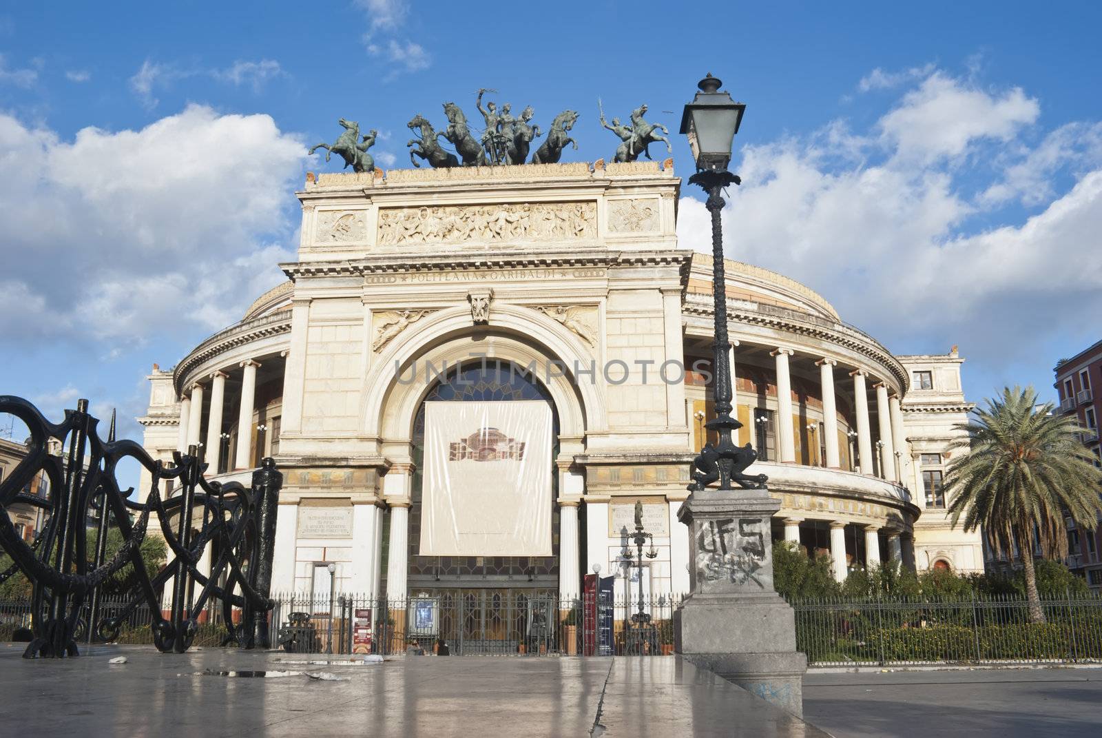 The Politeama Garibaldi theater in Palermo. Sicily. Italy