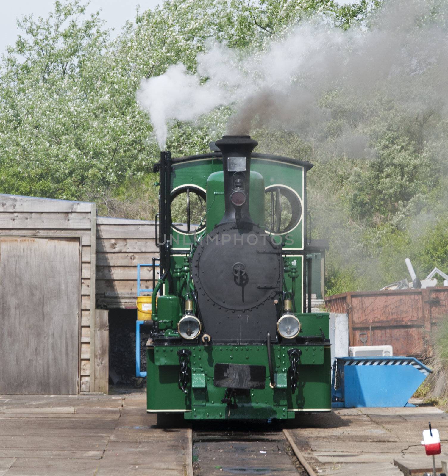 old green steam train in Holland