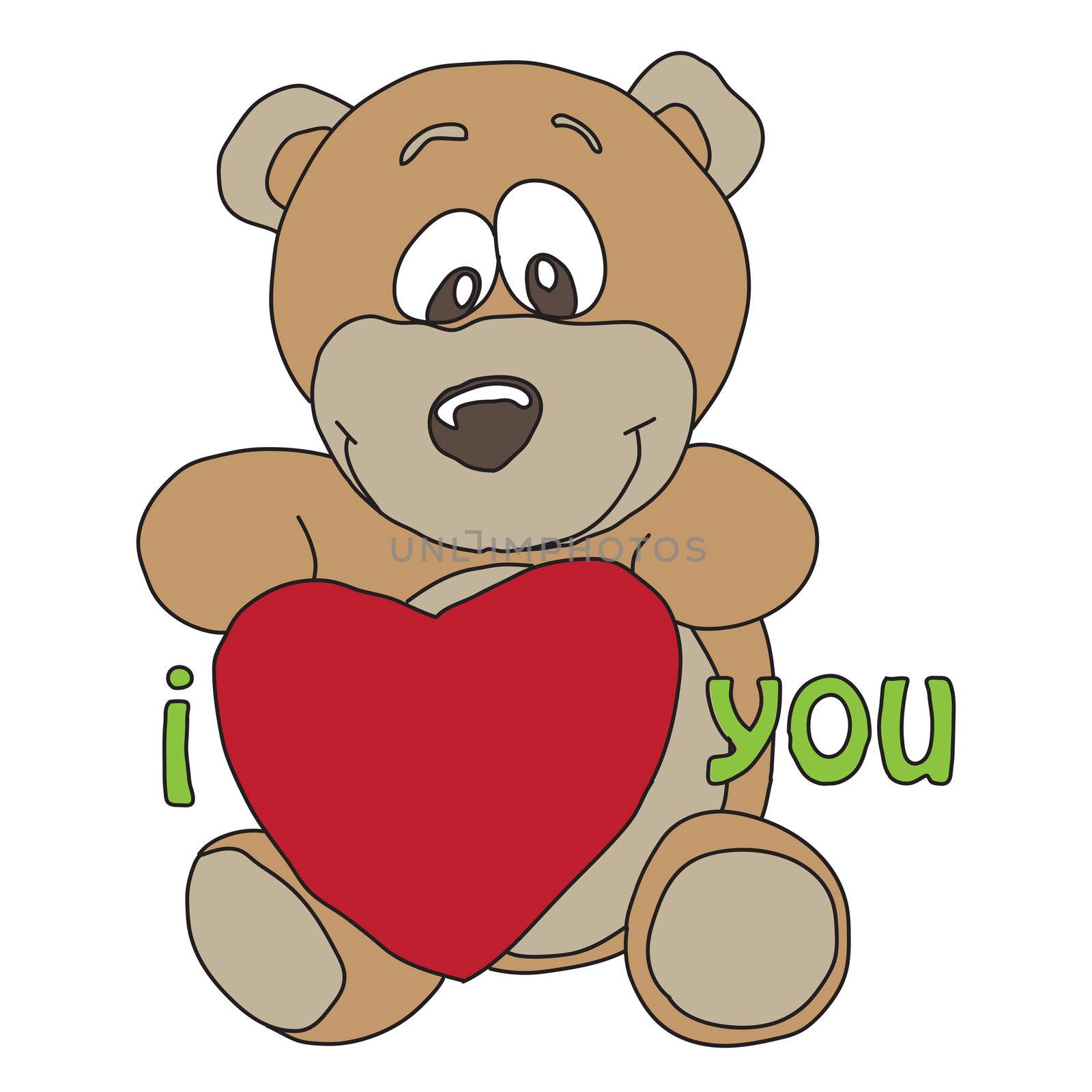nice cartoon style illustration of funny bear with heart