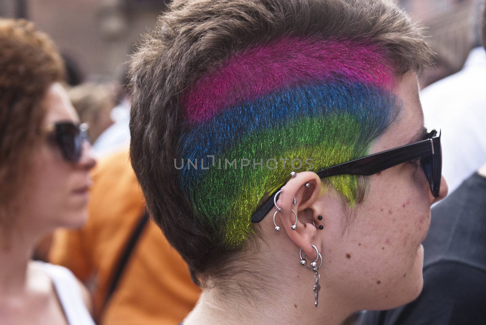 BOLOGNA - JUNE 9: 30,000 people took part in the Bologna Gay Pride parade to support gay rights, on June 09, 2012 in Bologna, Italy.