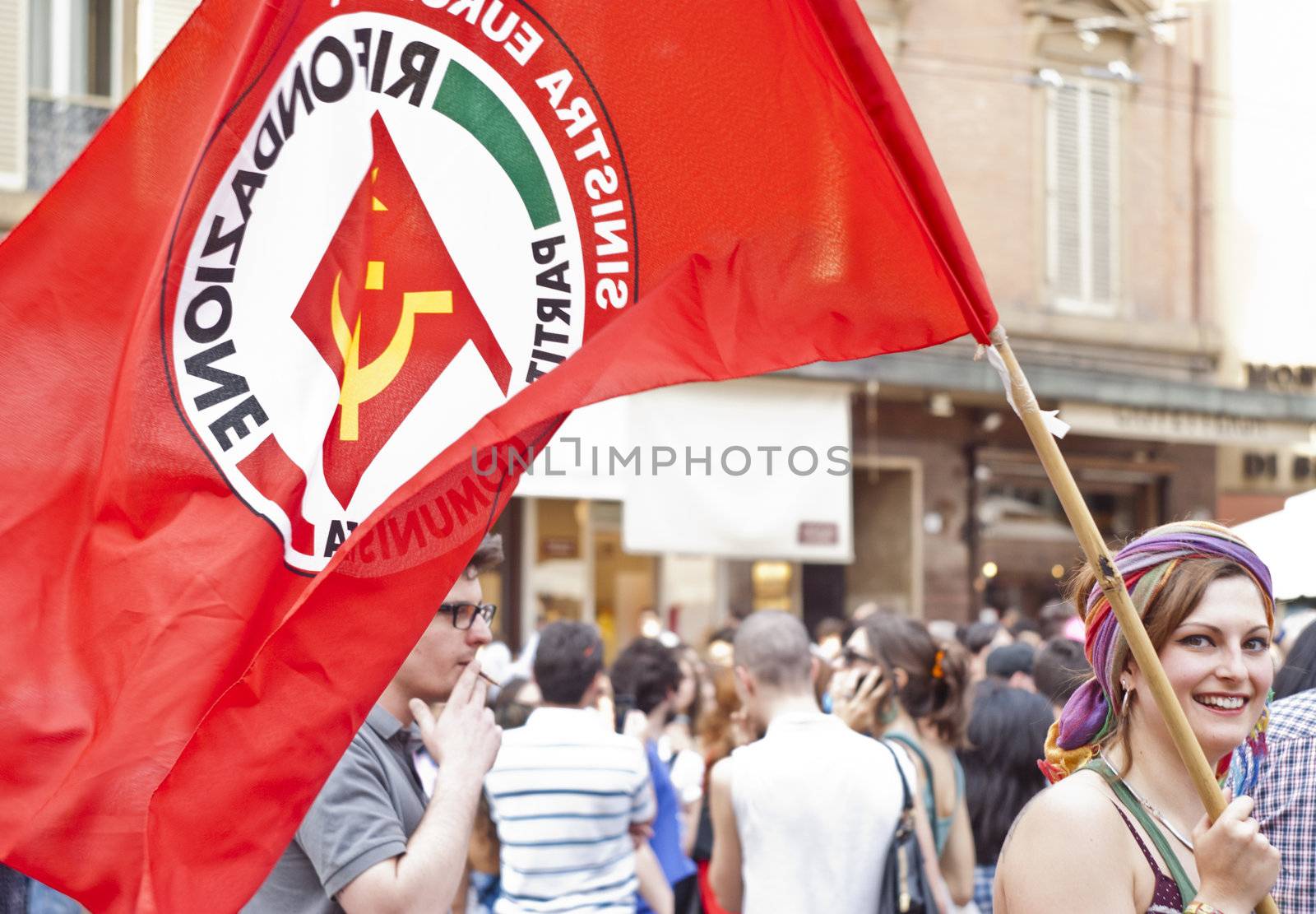 BOLOGNA - JUNE 9: 30,000 people took part in the Bologna Gay Pride parade to support gay rights, on June 09, 2012 in Bologna, Italy.