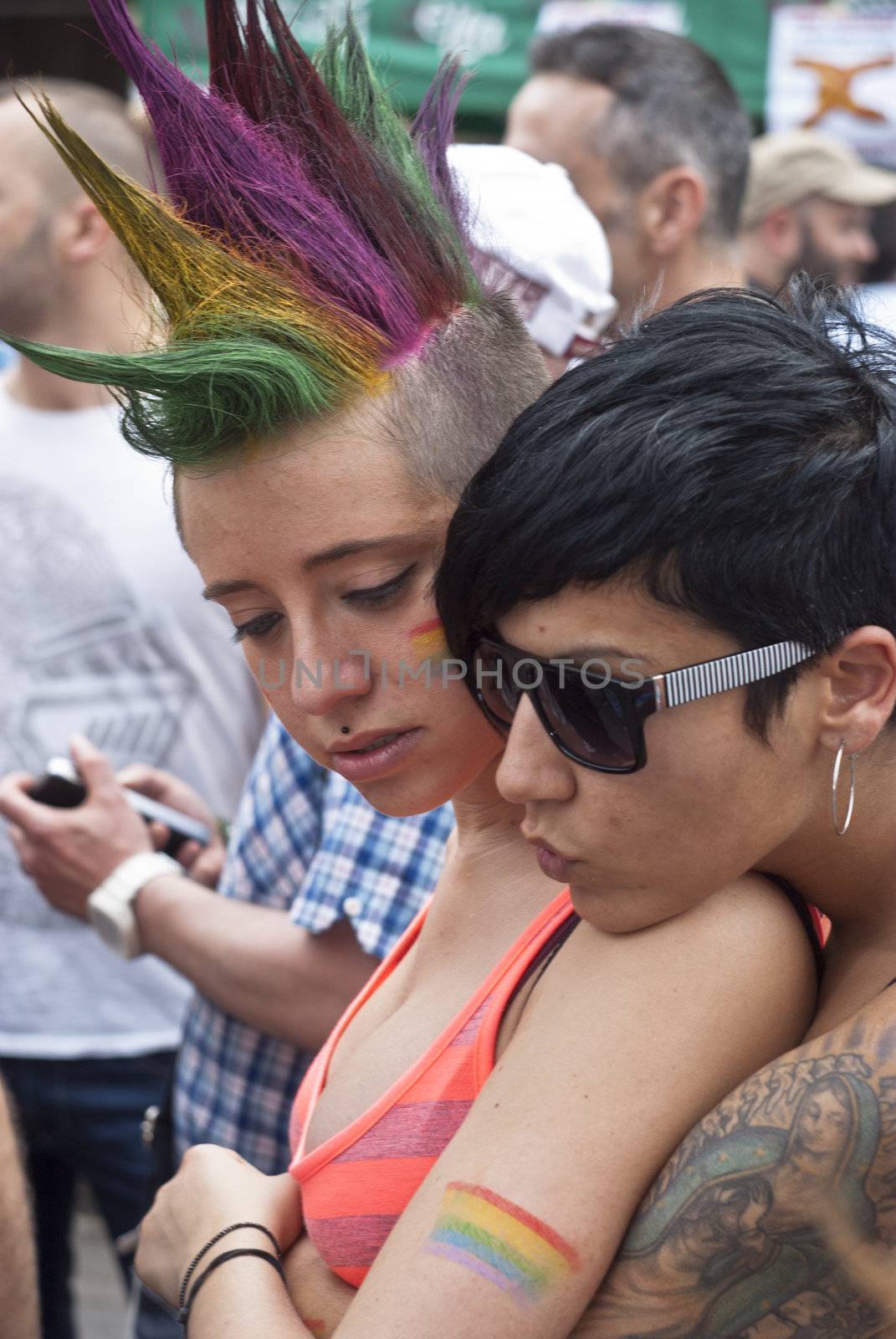 BOLOGNA - JUNE 9: 30,000 people took part in the Bologna Gay Pride parade to support gay rights, on June 09, 2012 in Bologna, Italy.