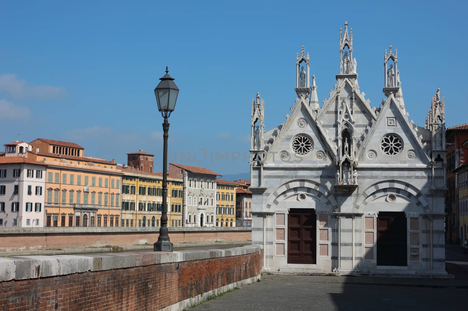 Church Santa Maria della Spina on river Arno bank in Pisa, Italy.