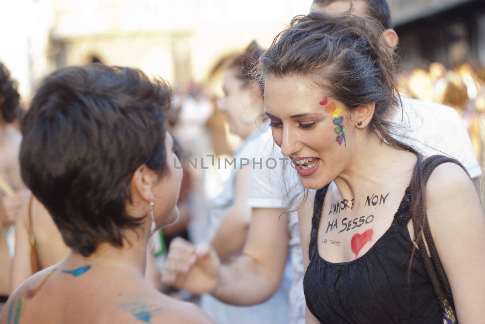 BOLOGNA - JUNE 9: 30,000 people took part in the Bologna Gay Pride parade to support gay rights, on June 09, 2012 in Bologna, Italy.