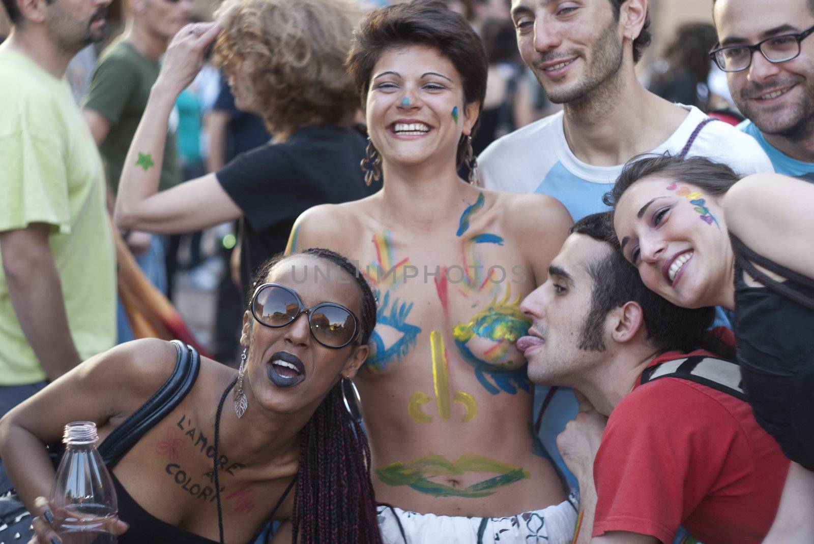 BOLOGNA - JUNE 9: 30,000 people took part in the Bologna Gay Pride parade to support gay rights, on June 09, 2012 in Bologna, Italy.