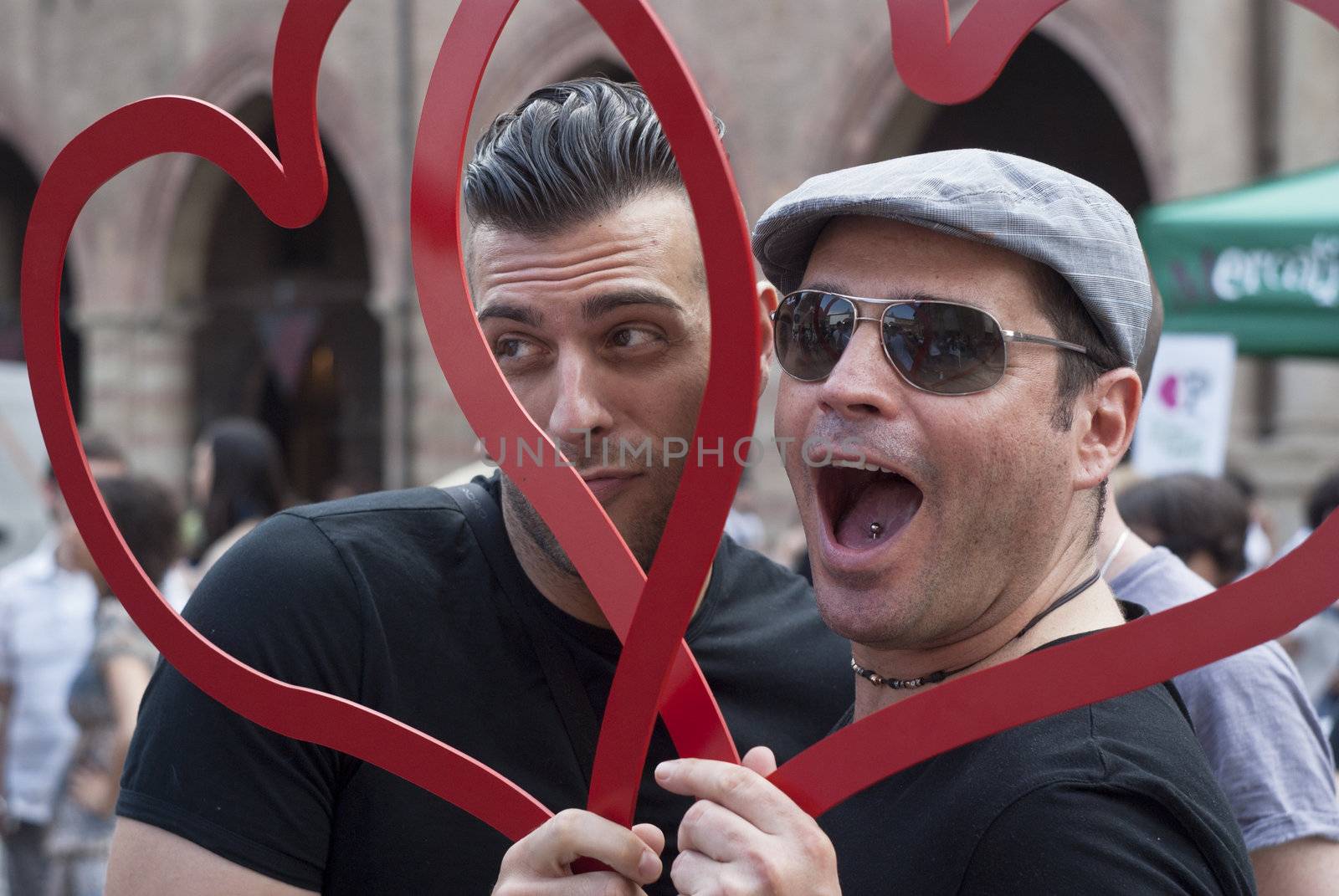 BOLOGNA - JUNE 9: 30,000 people took part in the Bologna Gay Pride parade to support gay rights, on June 09, 2012 in Bologna, Italy.